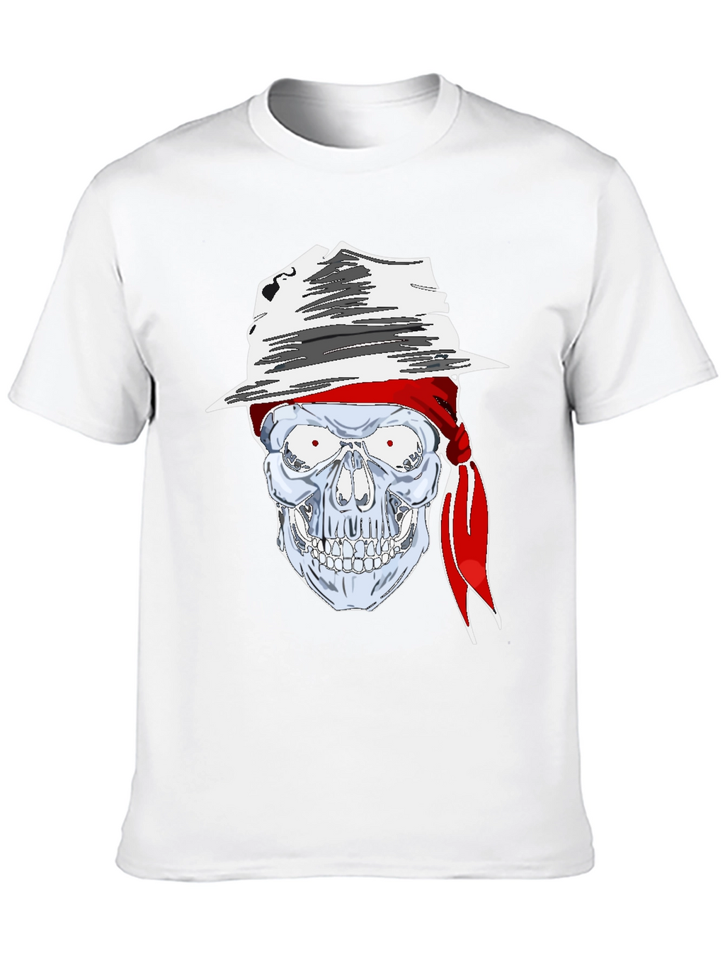 Skull in Hat Graphic Tee - Mens Black T-Shirt