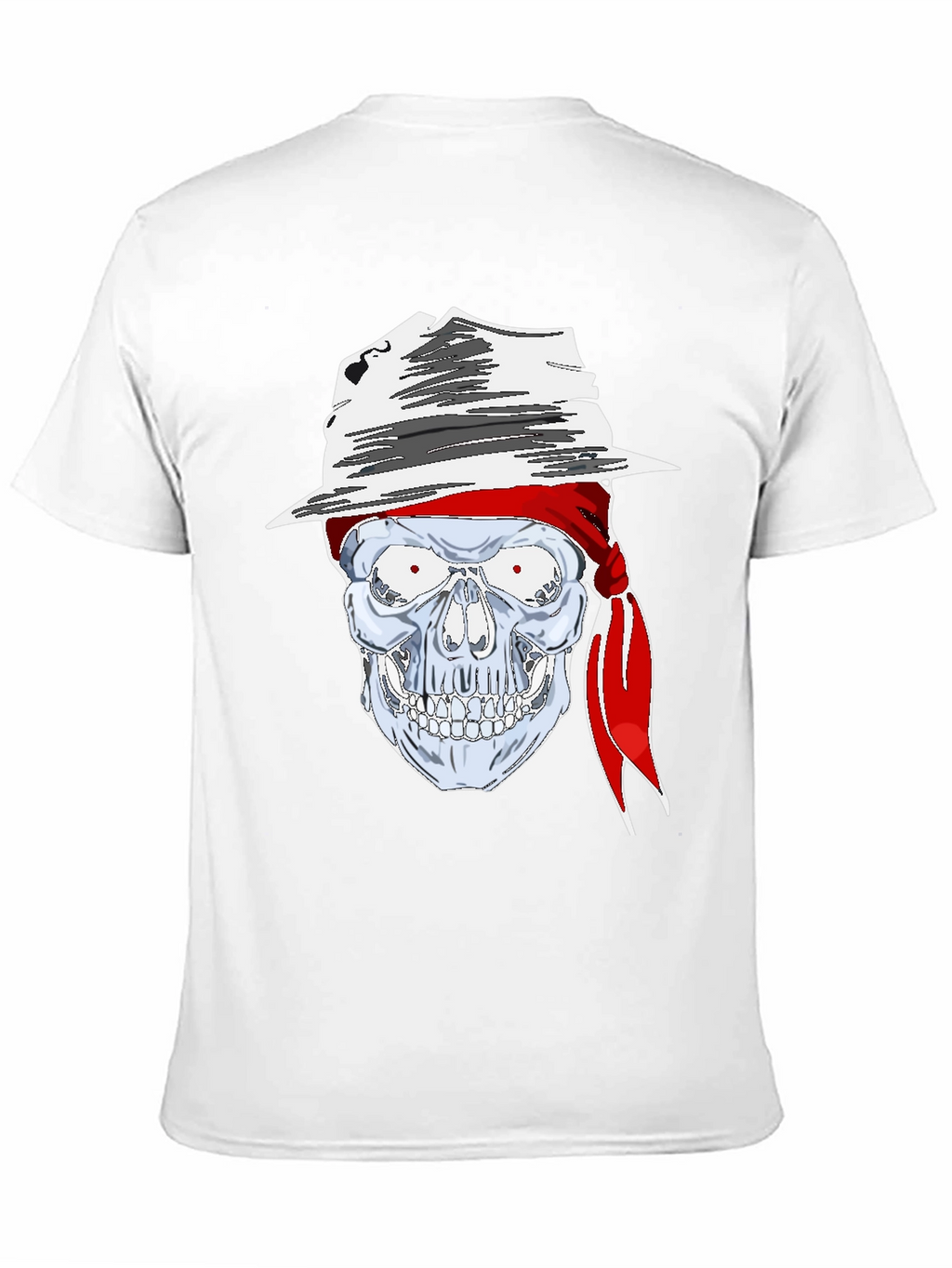 Skull in Hat Graphic Tee - Mens Black T-Shirt
