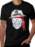 Skull in Hat Graphic Tee - Mens Black T-Shirt