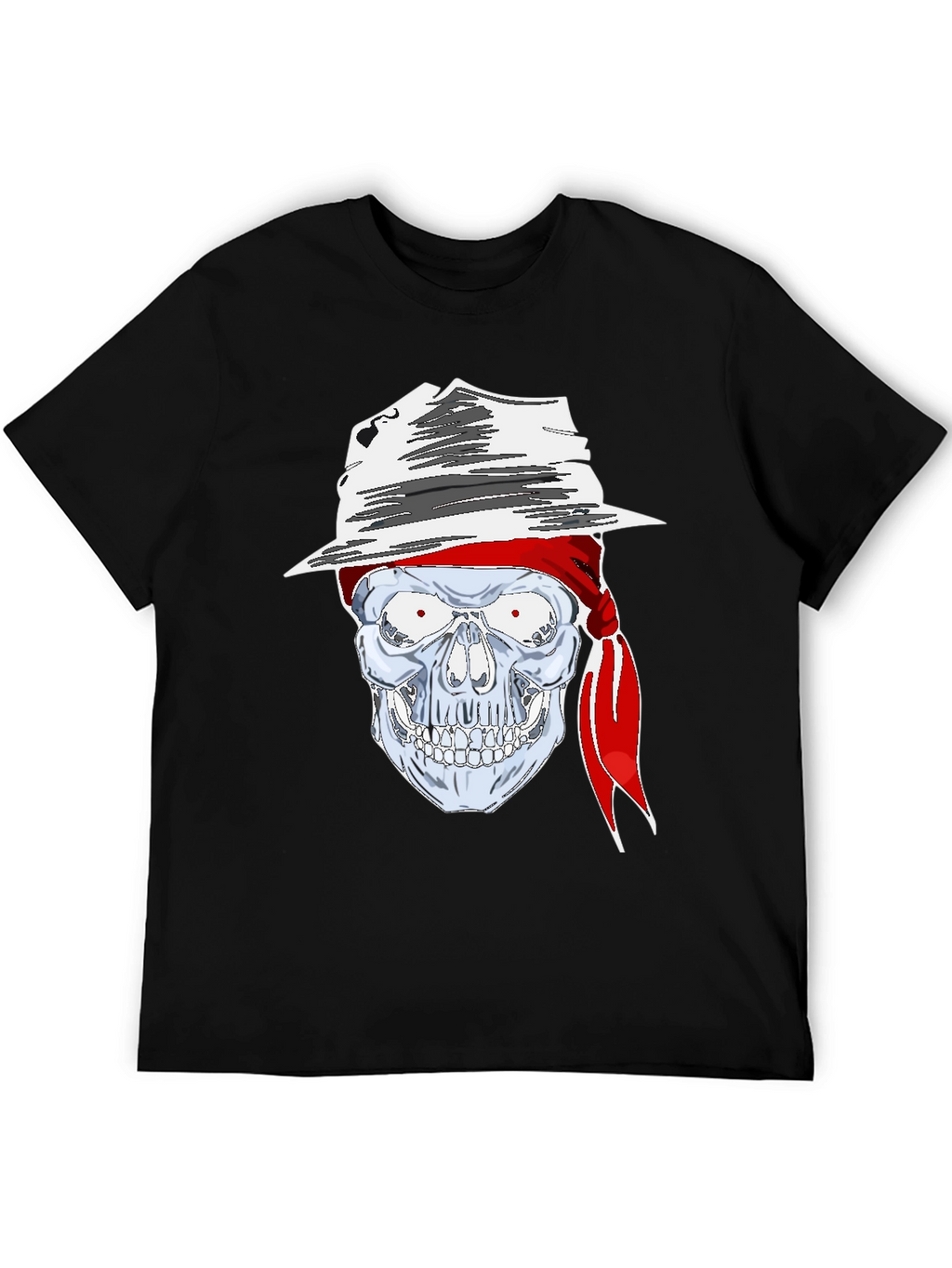 Skull in Hat Graphic Tee - Mens Black T-Shirt