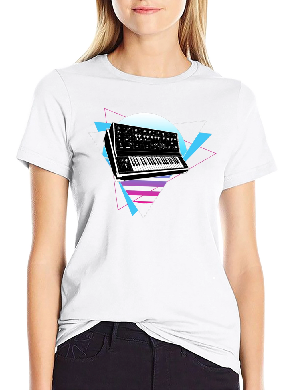 Retro Synthwave Keyboard Graphic T-Shirt
