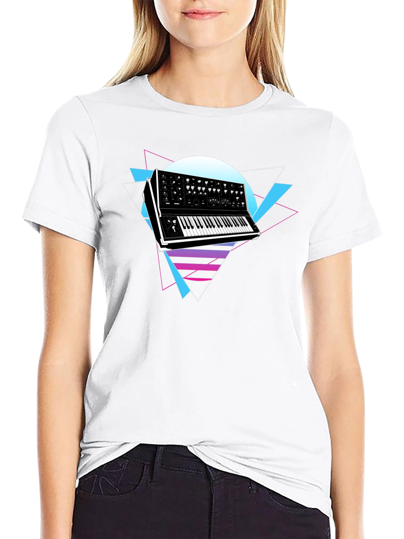 Retro Synthwave Keyboard Graphic T-Shirt