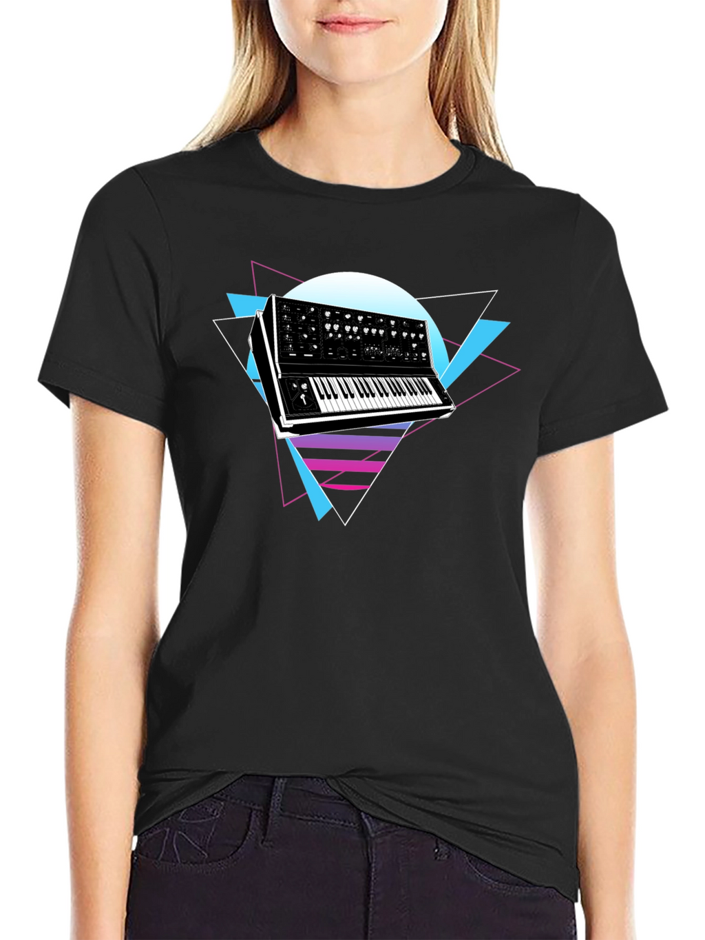 Retro Synthwave Keyboard Graphic T-Shirt