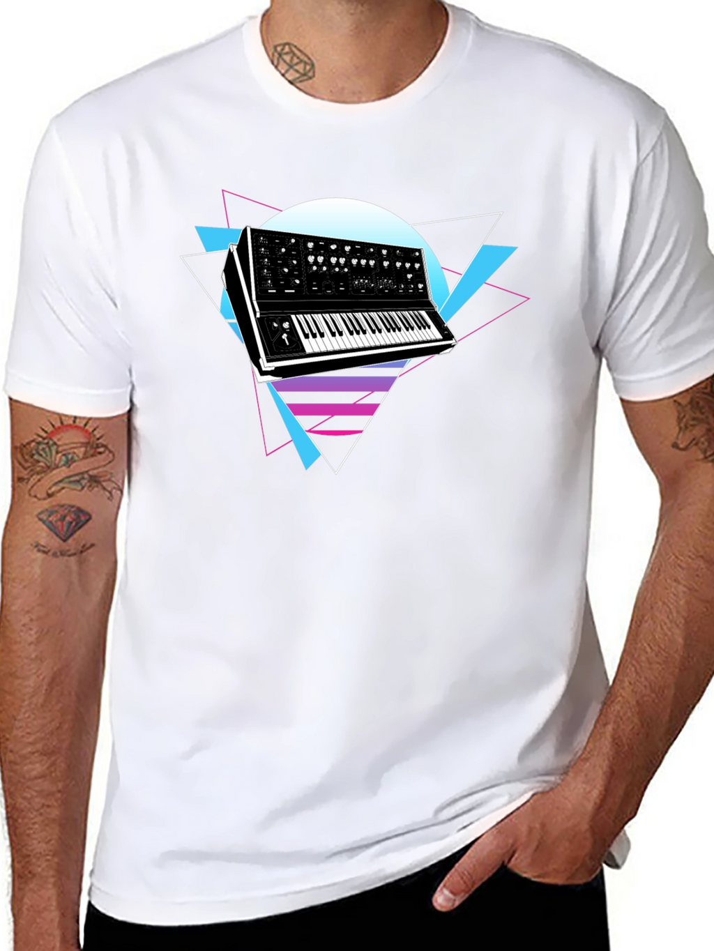 Retro Synthwave Keyboard Graphic T-Shirt