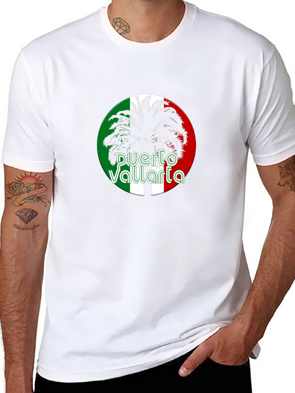 Puerto Vallarta Palm Tree Black T-Shirt