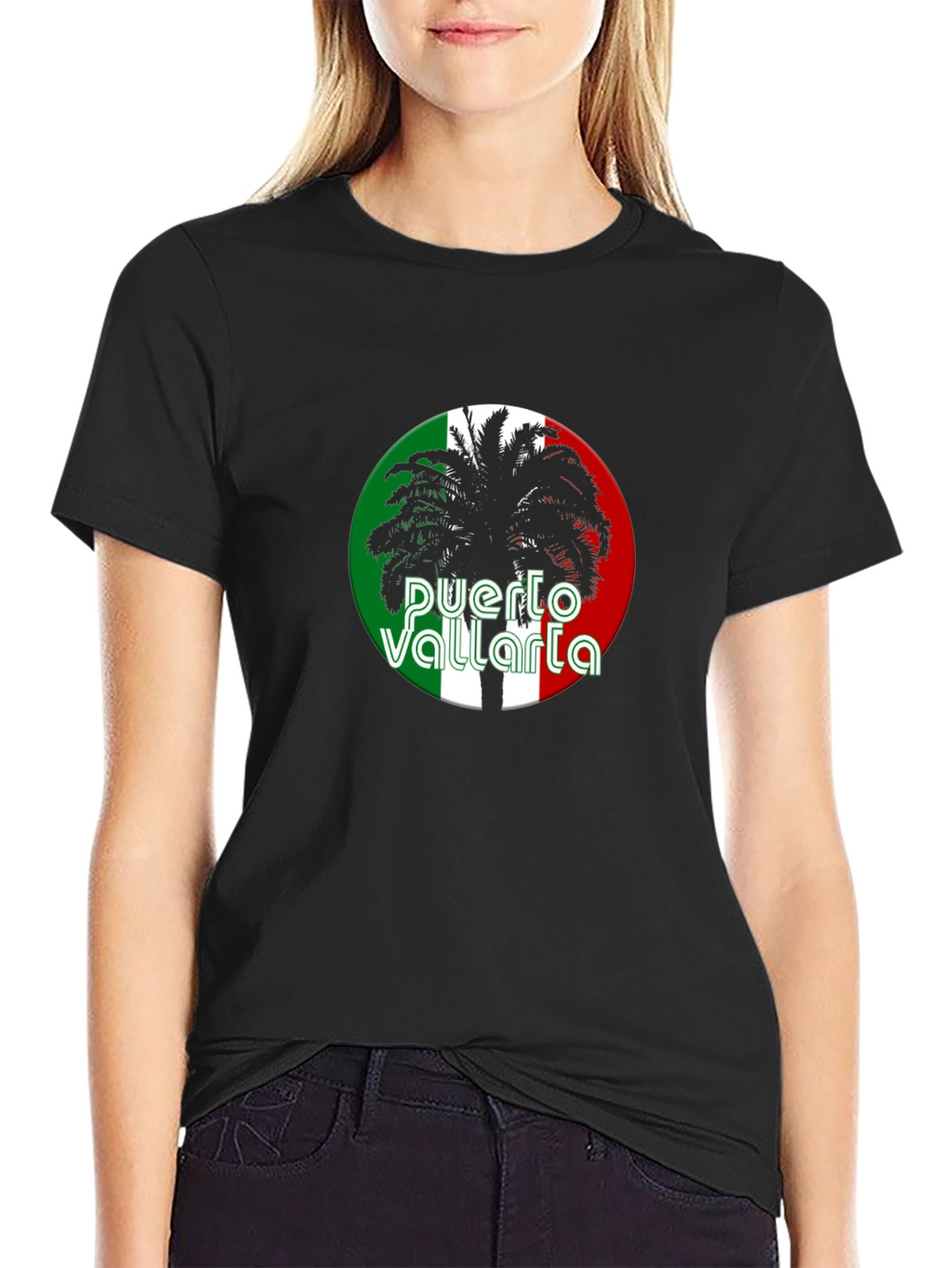 Puerto Vallarta Palm Tree Black T-Shirt