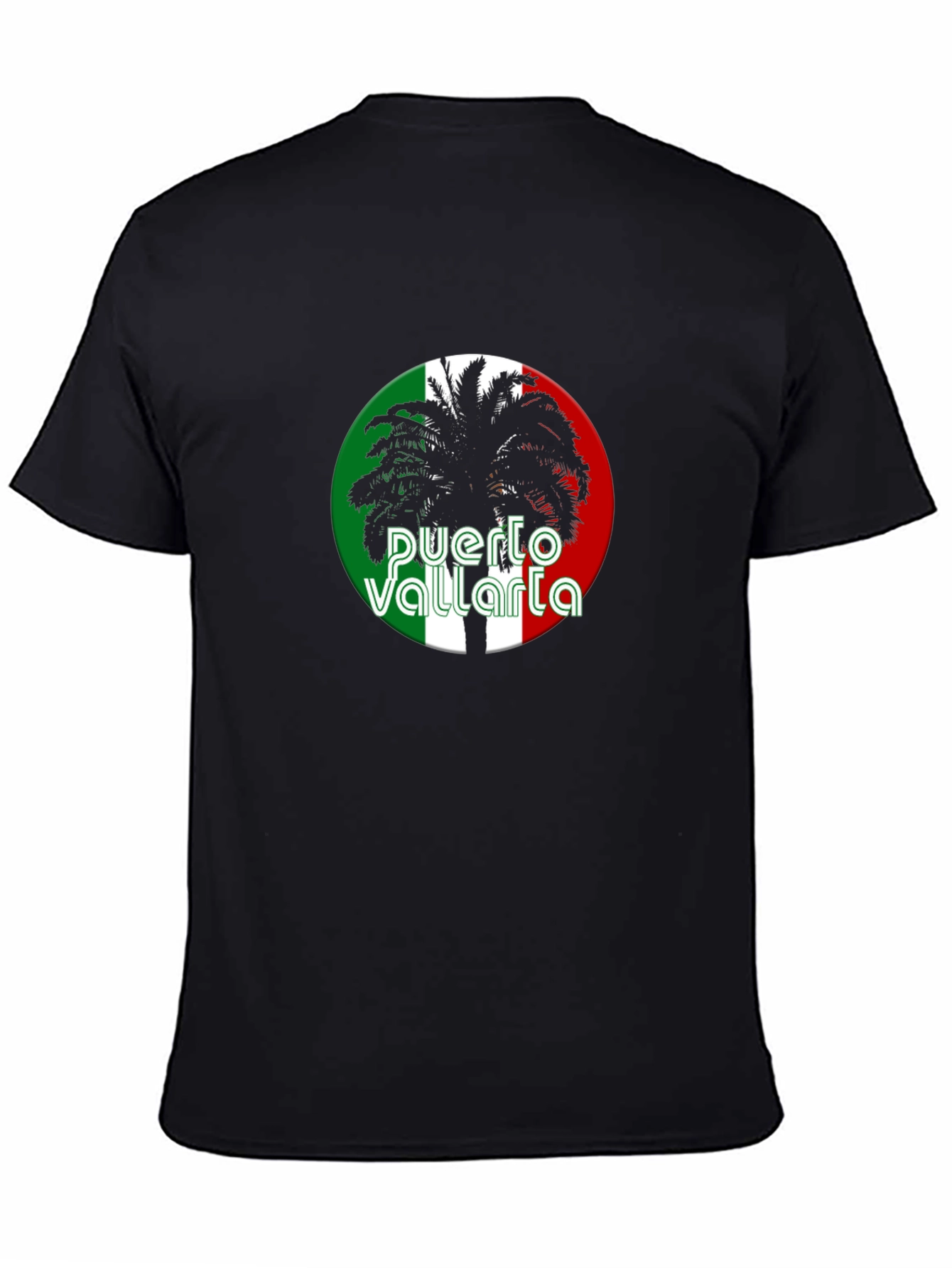 Puerto Vallarta Palm Tree Black T-Shirt