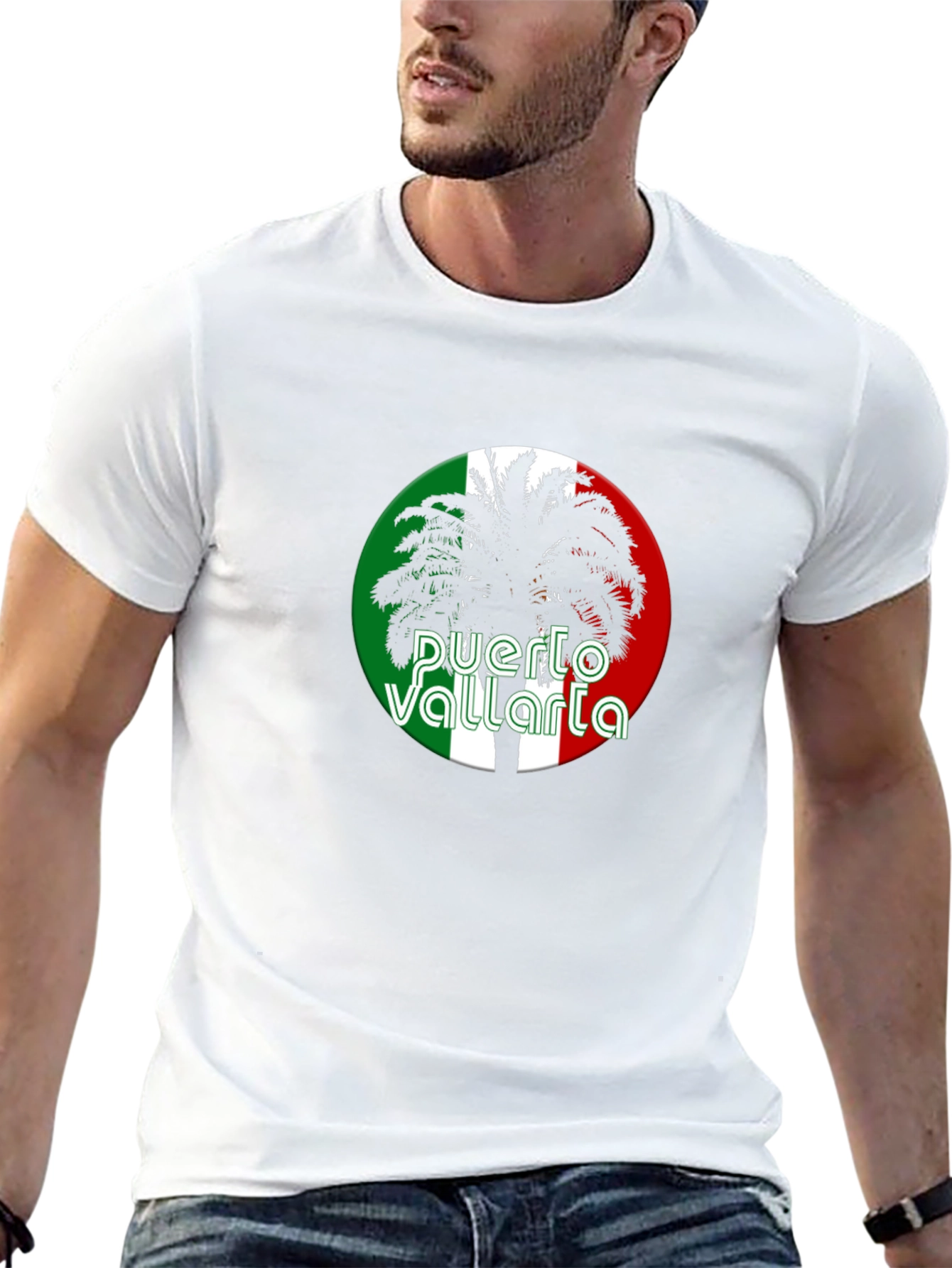 Puerto Vallarta Palm Tree Black T-Shirt