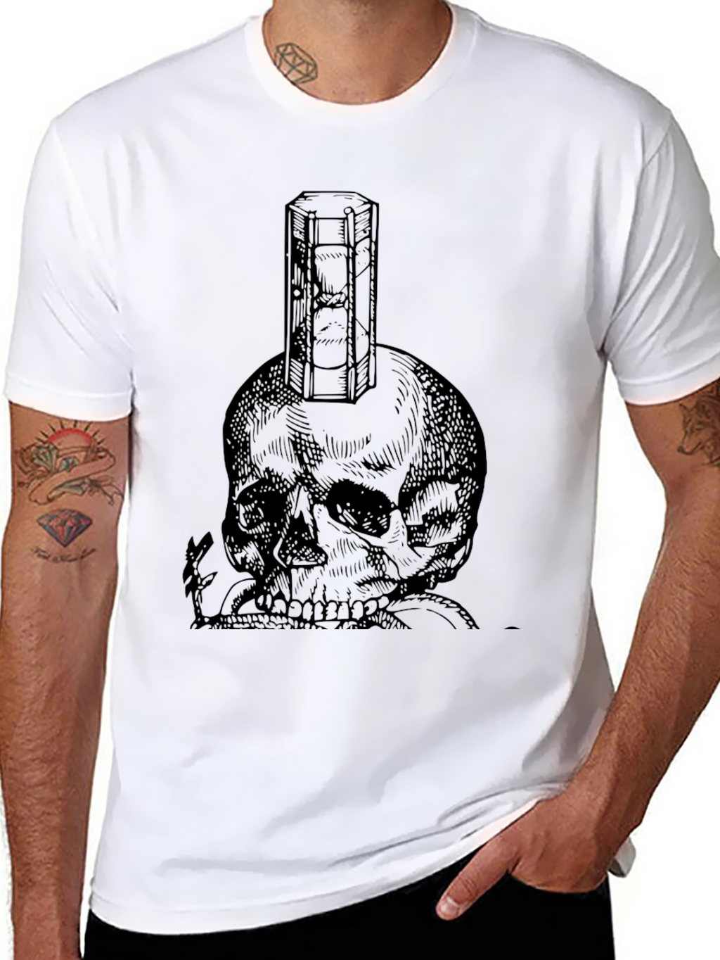 Skull & Hourglass Graphic Tee - Unisex Black T-Shirt
