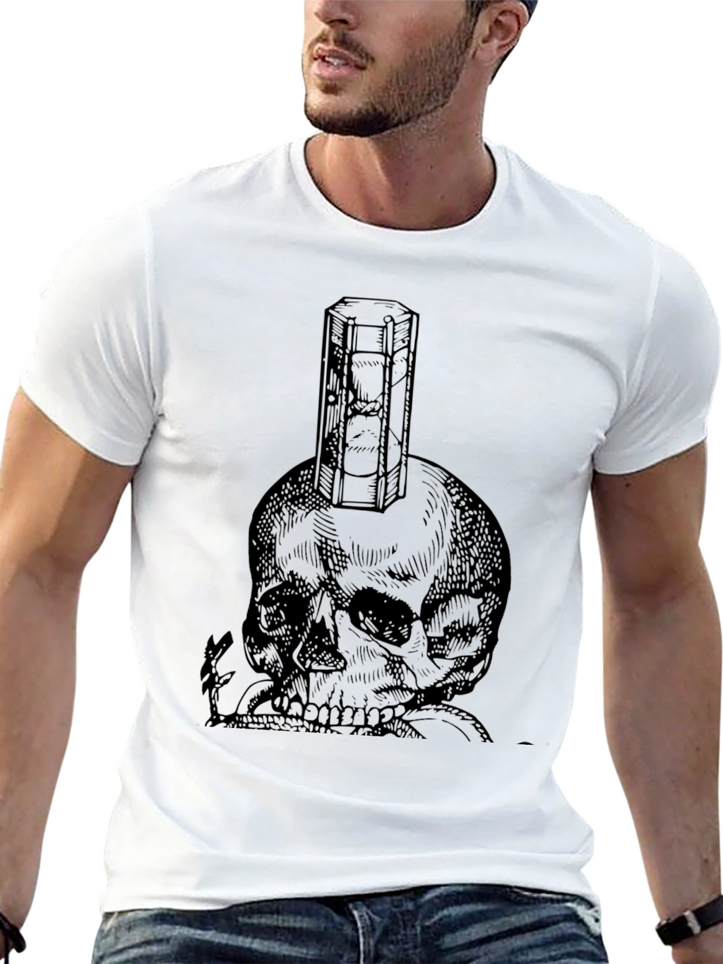 Skull & Hourglass Graphic Tee - Unisex Black T-Shirt