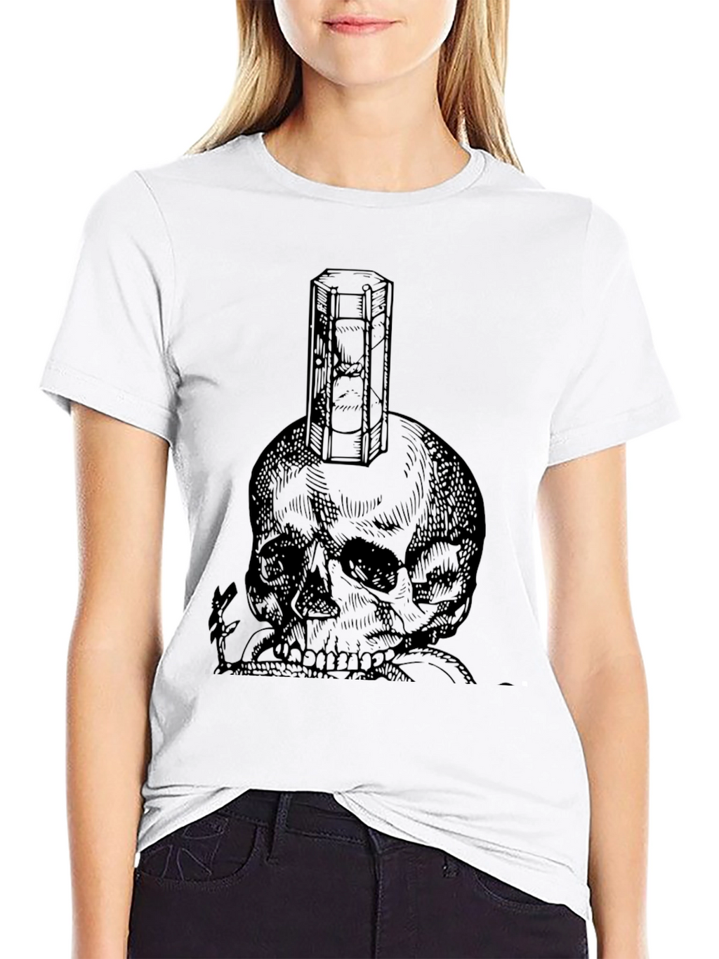 Skull & Hourglass Graphic Tee - Unisex Black T-Shirt