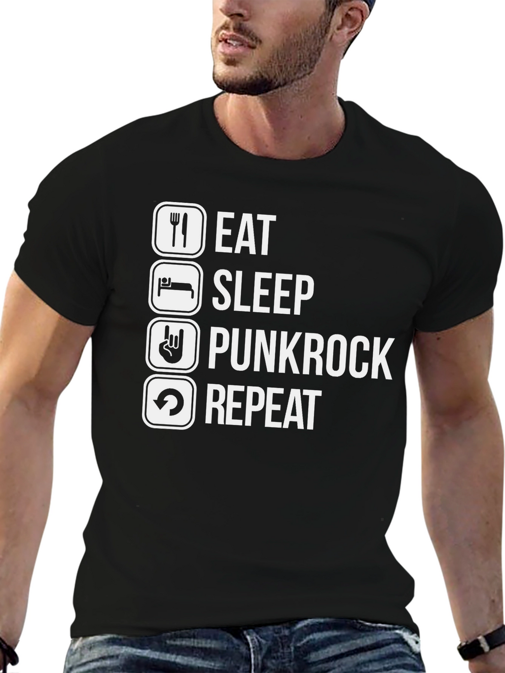 Eat Sleep Punkrock Repeat Graphic T-Shirt