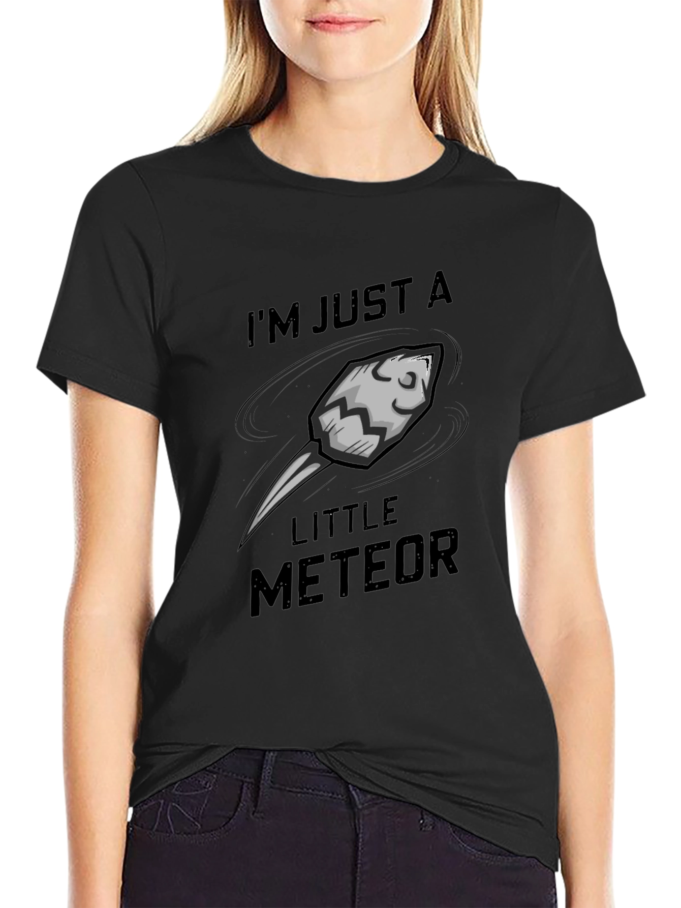 Im Just A Little Meteor Black Graphic Tee