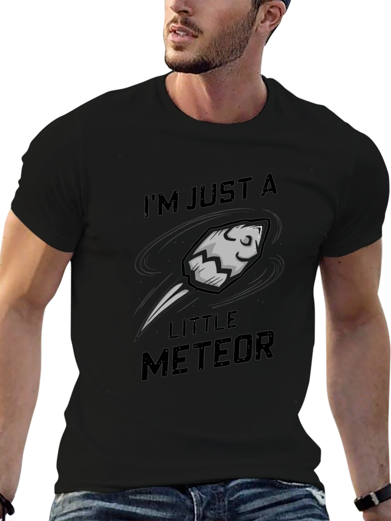 Im Just A Little Meteor Black Graphic Tee