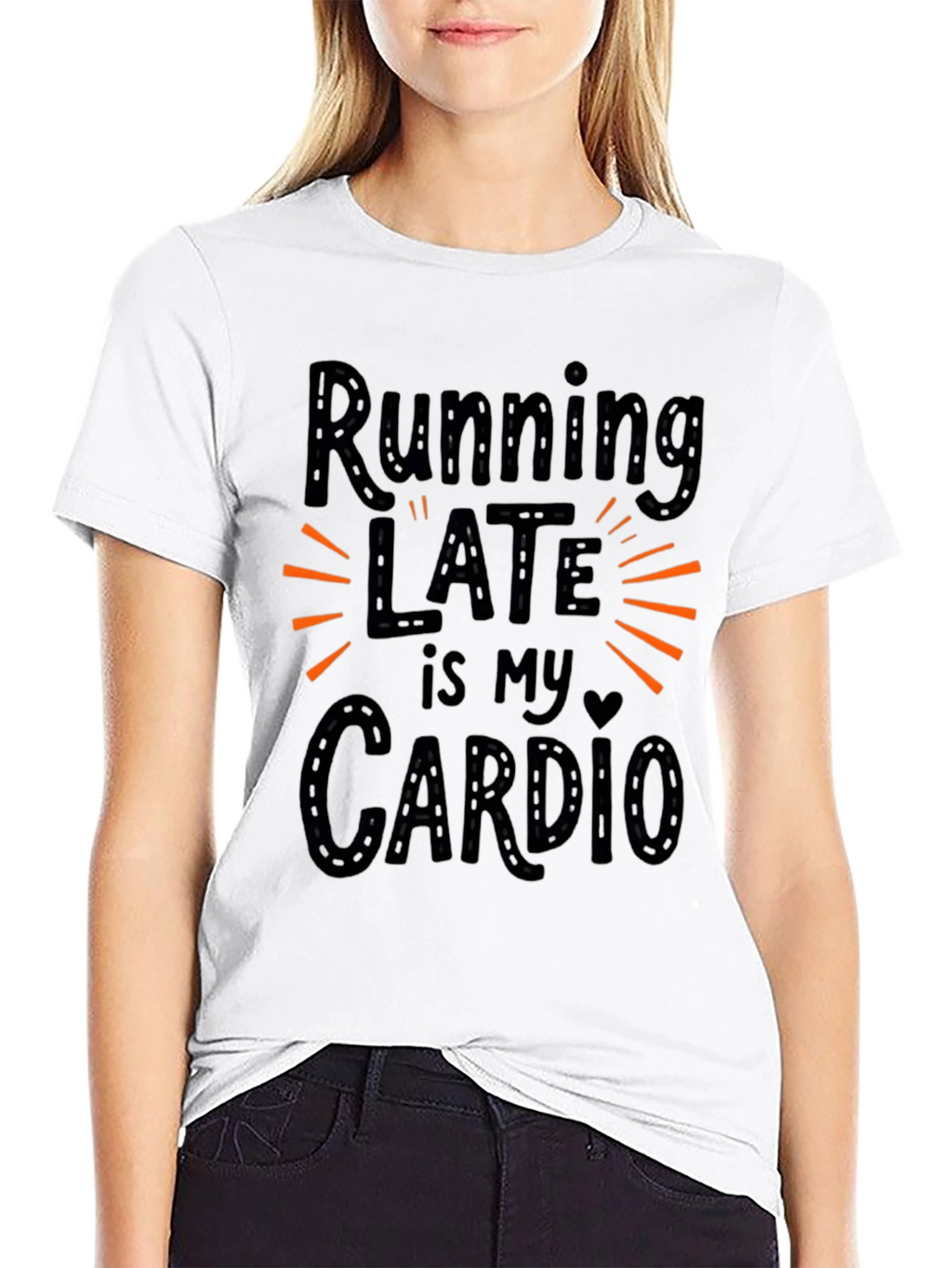 Running Late is My Cardio Black Graphic Tee
