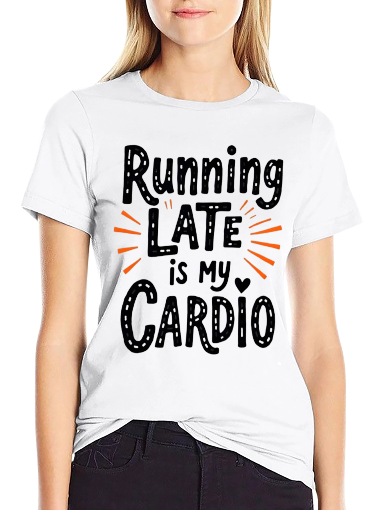 Running Late is My Cardio Black Graphic Tee