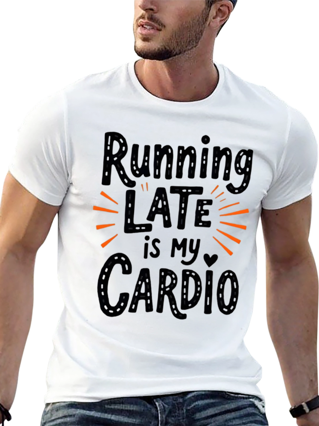 Running Late is My Cardio Black Graphic Tee