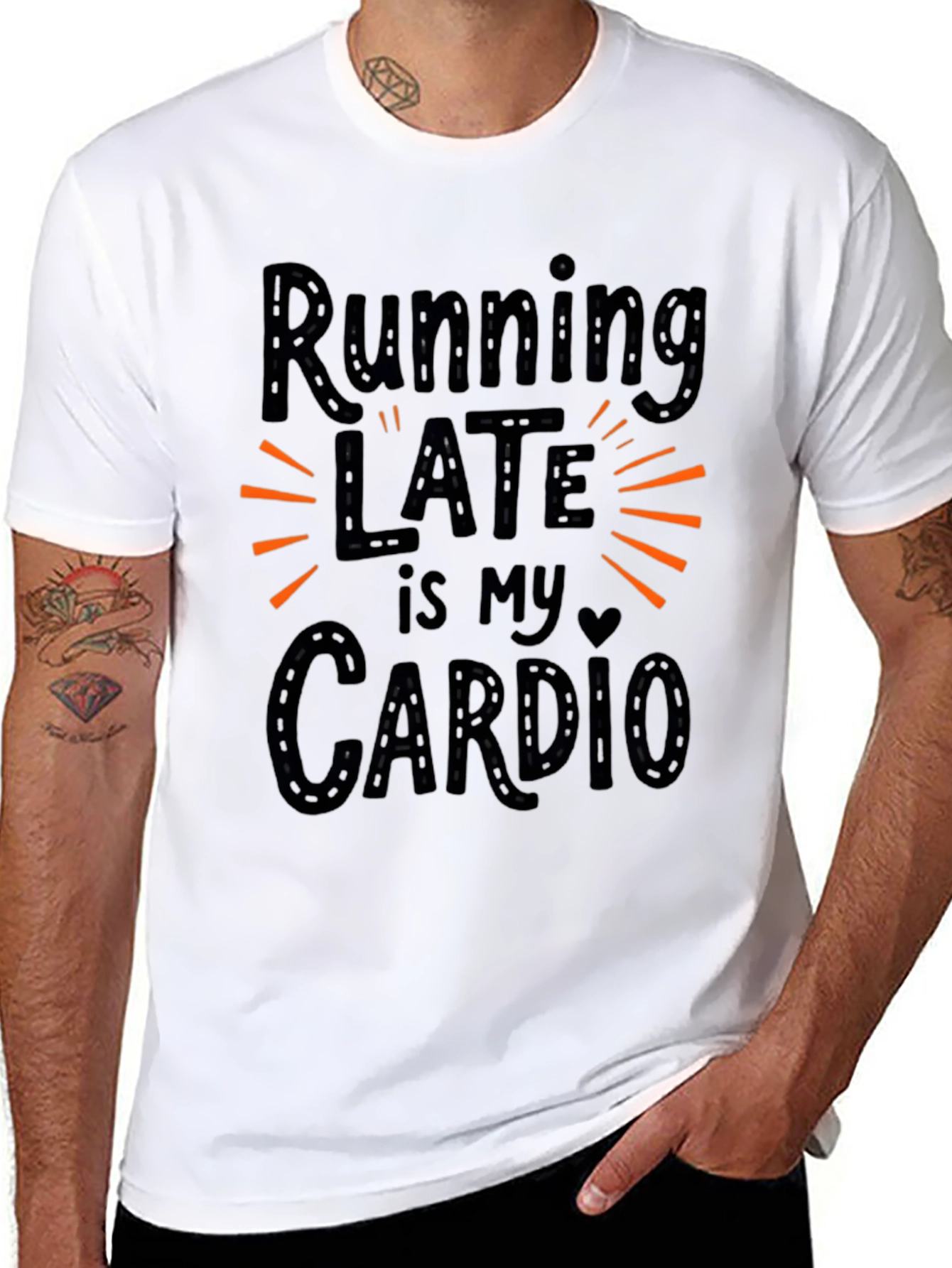 Running Late is My Cardio Black Graphic Tee