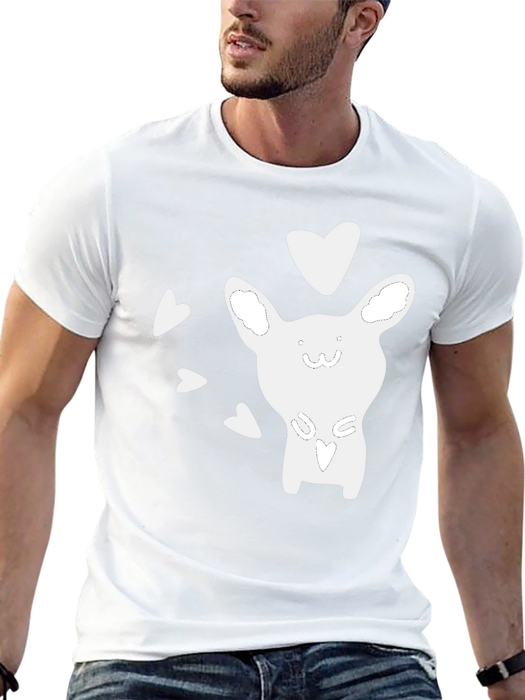 Cute Cartoon Animal Heart Graphic Black T-Shirt