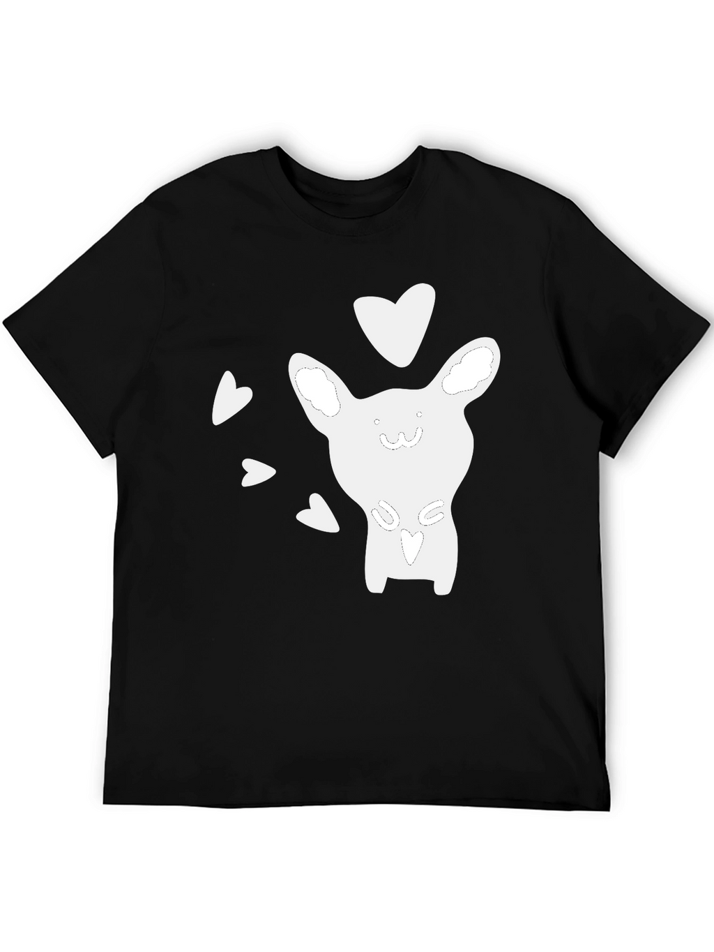 Cute Cartoon Animal Heart Graphic Black T-Shirt