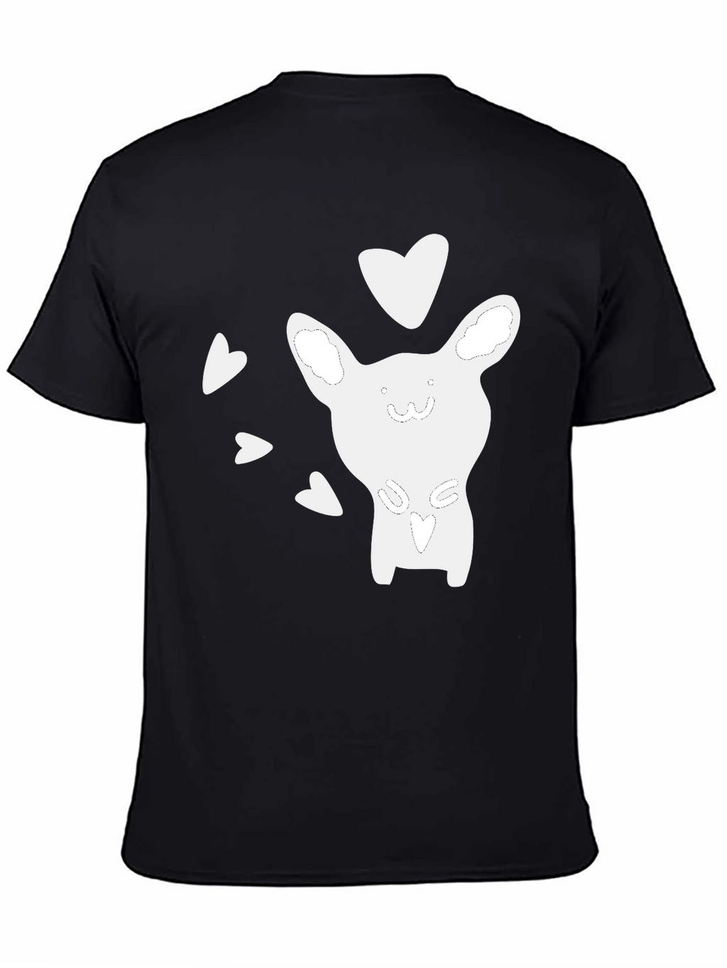 Cute Cartoon Animal Heart Graphic Black T-Shirt