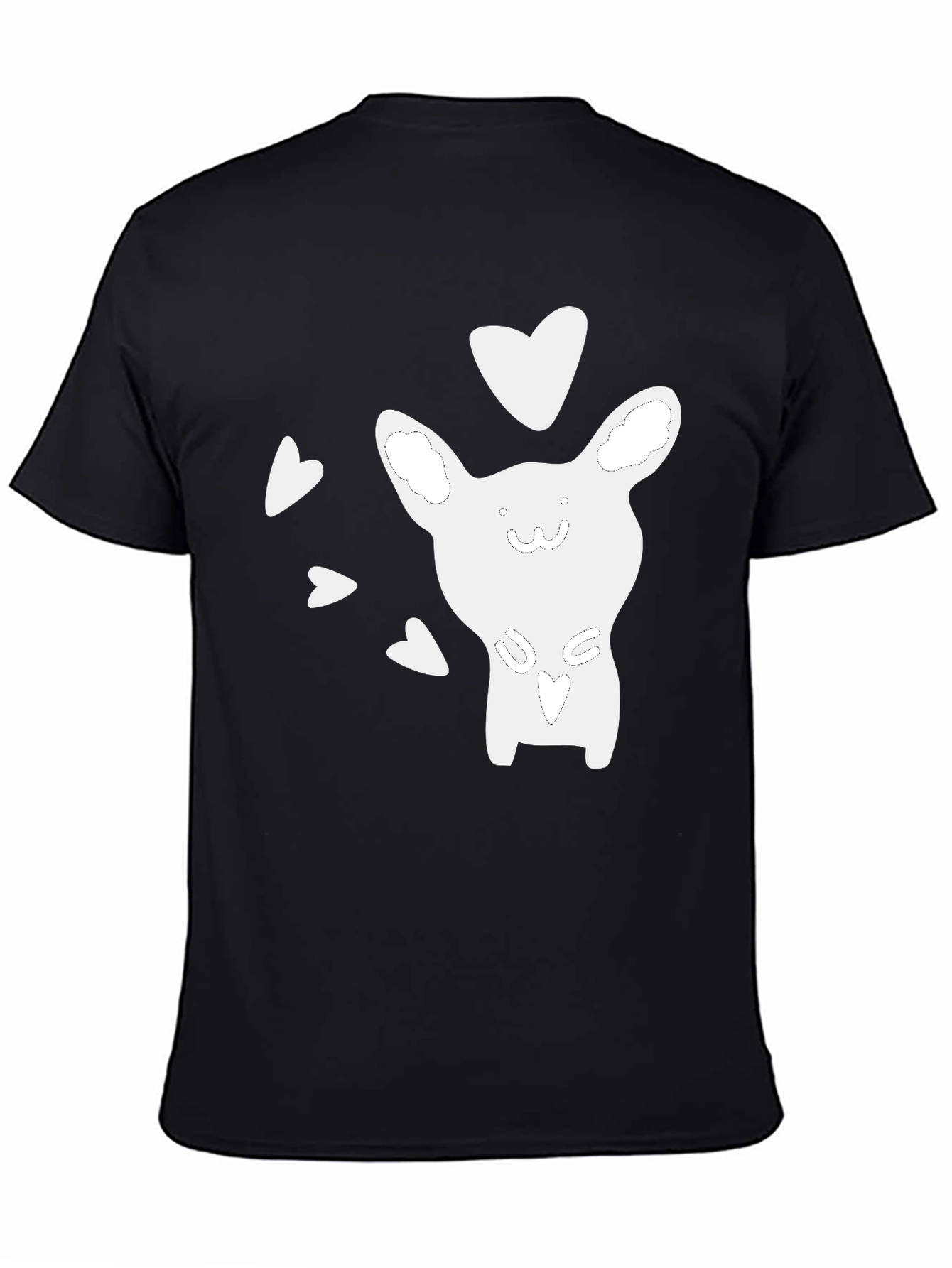 Cute Cartoon Animal Heart Graphic Black T-Shirt