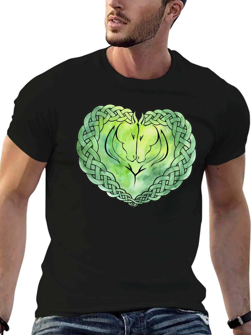 Celtic Horse Knot Graphic T-Shirt - Black