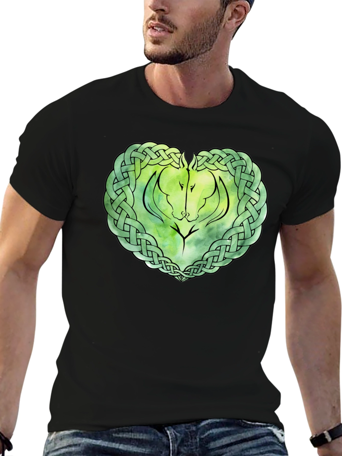 Celtic Horse Knot Graphic T-Shirt - Black