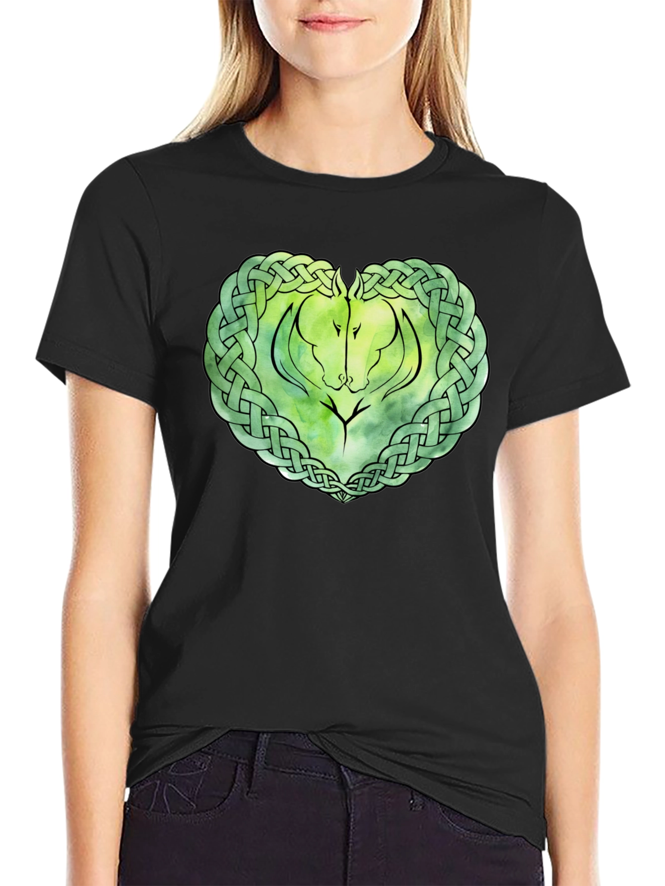 Celtic Horse Knot Graphic T-Shirt - Black