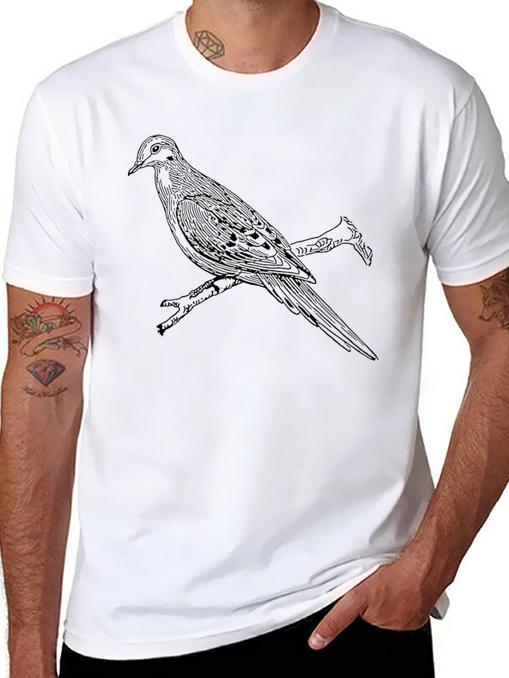 Bird on Branch Graphic Tee - Black