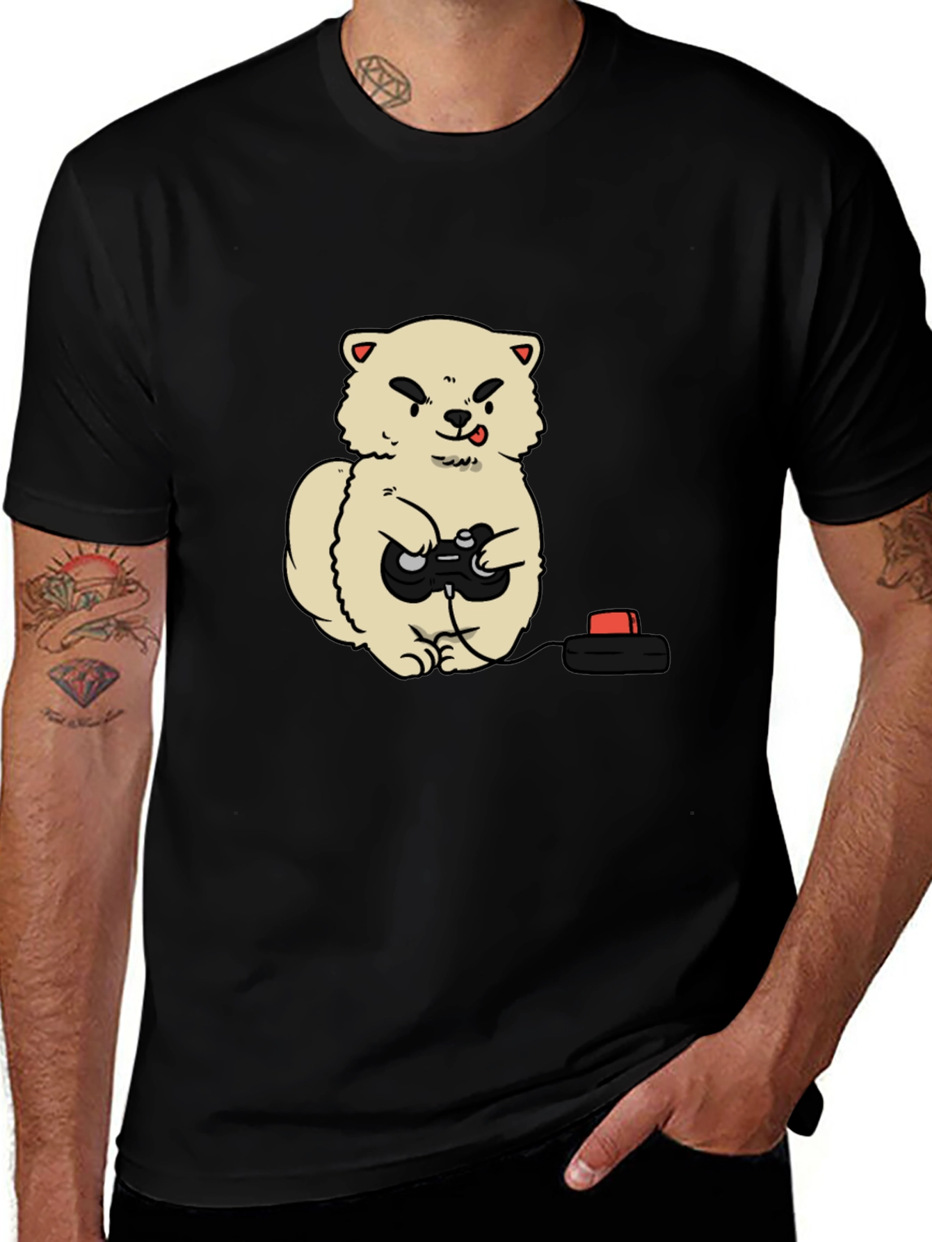 Gamer Dog Black T-Shirt