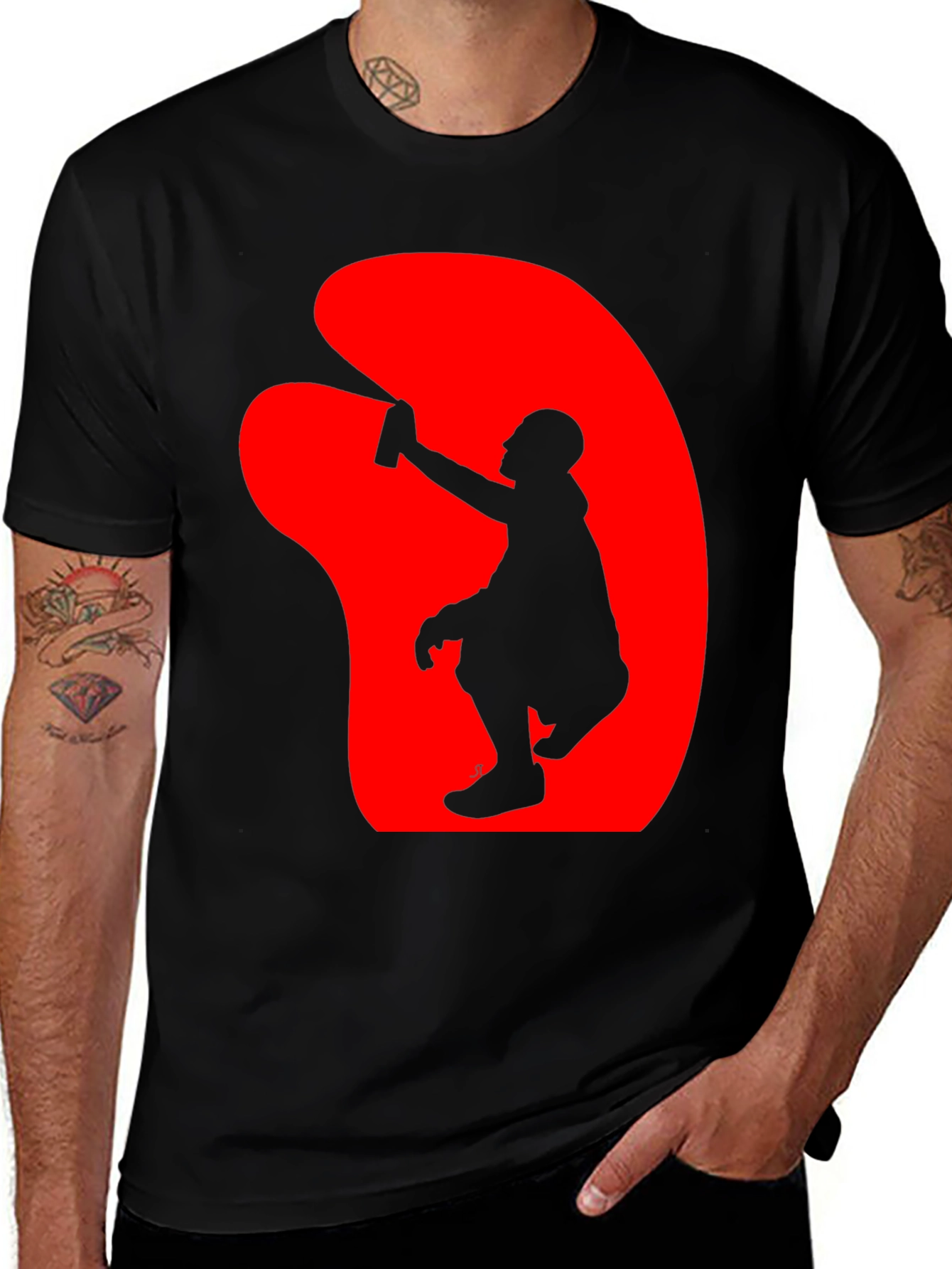 Graffiti Artist Graphic Tee - Black Crew Neck T-Shirt