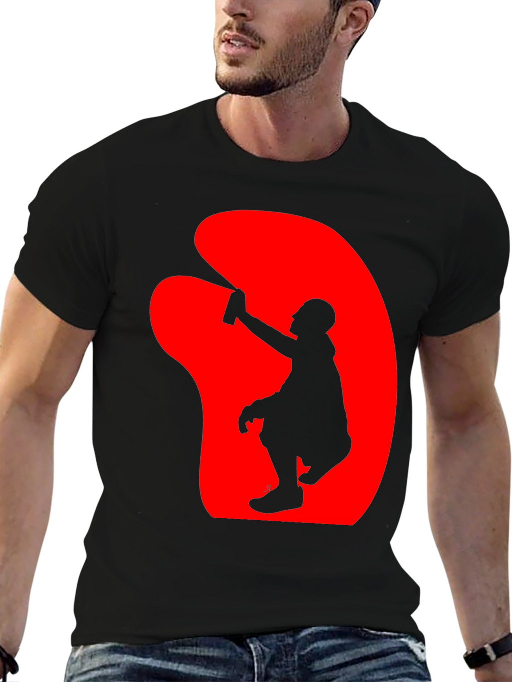 Graffiti Artist Graphic Tee - Black Crew Neck T-Shirt