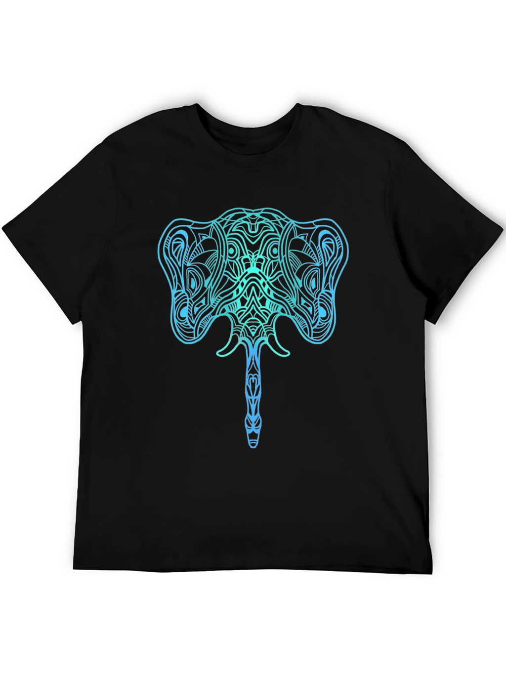 Geometric Elephant Graphic Tee - Stylish Mens Black T-Shirt