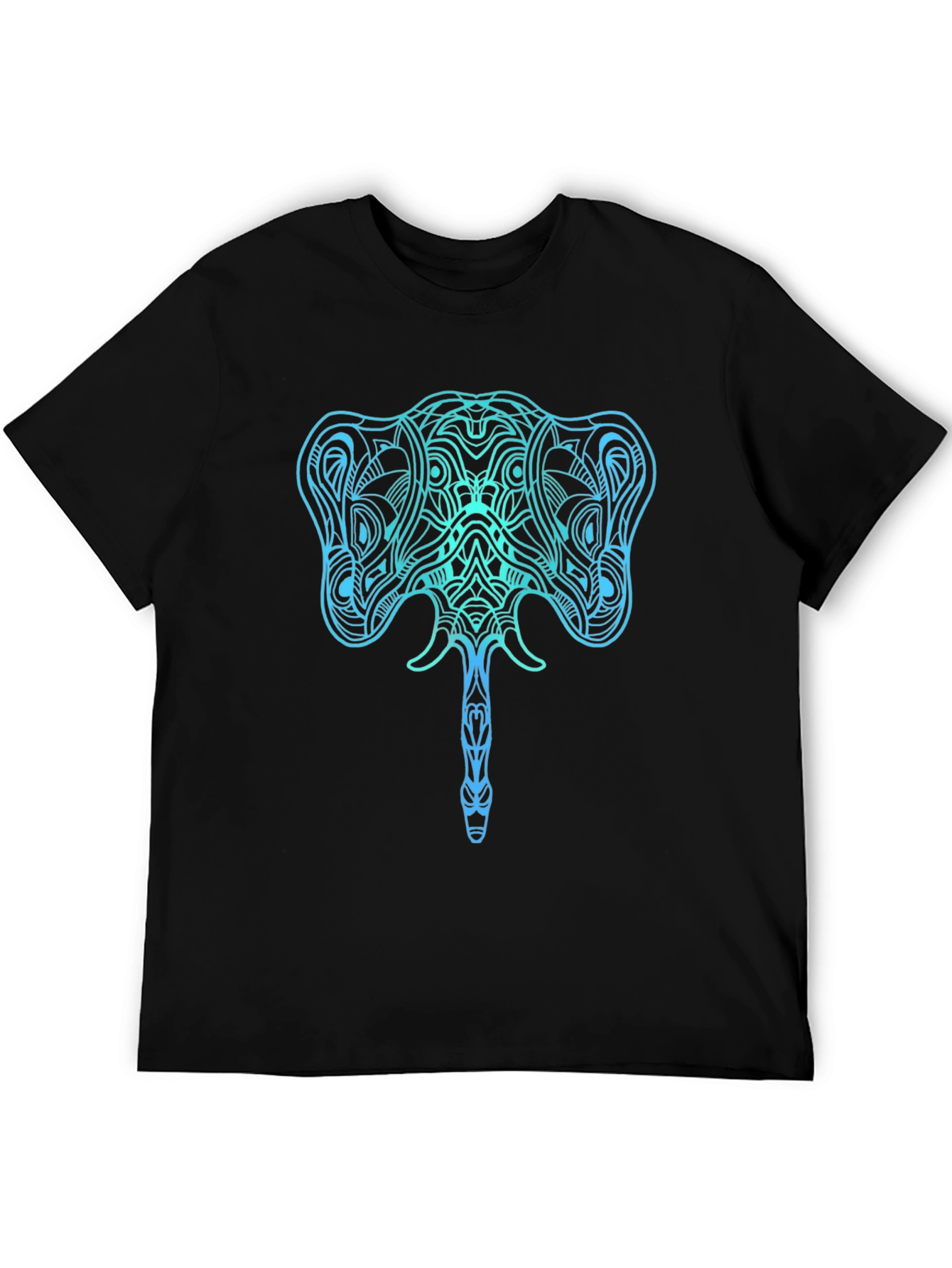 Geometric Elephant Graphic Tee - Stylish Mens Black T-Shirt