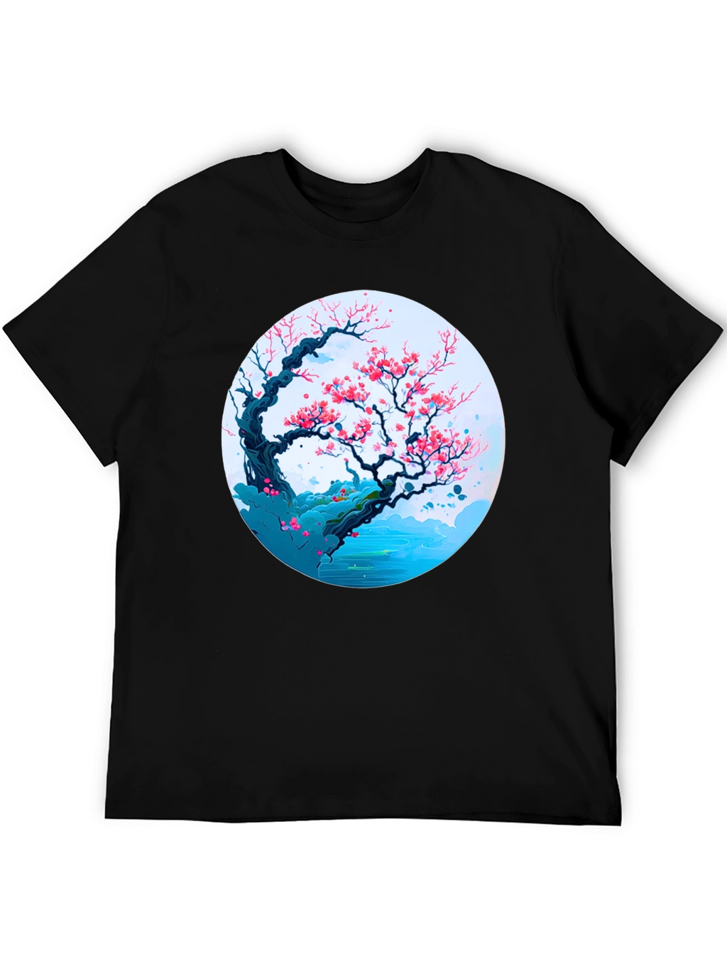 Cherry Blossom Tree Graphic Tee - Black