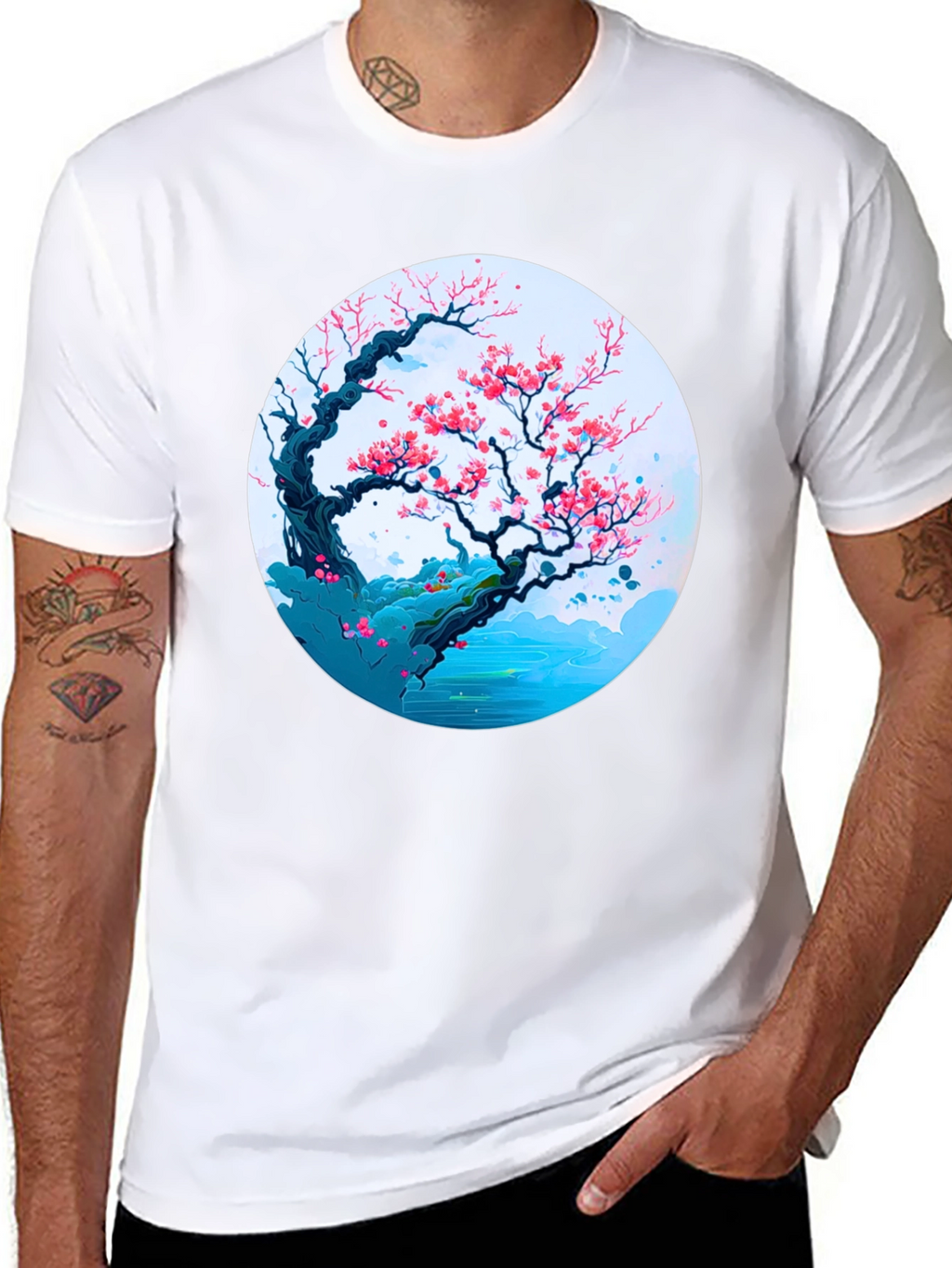 Cherry Blossom Tree Graphic Tee - Black