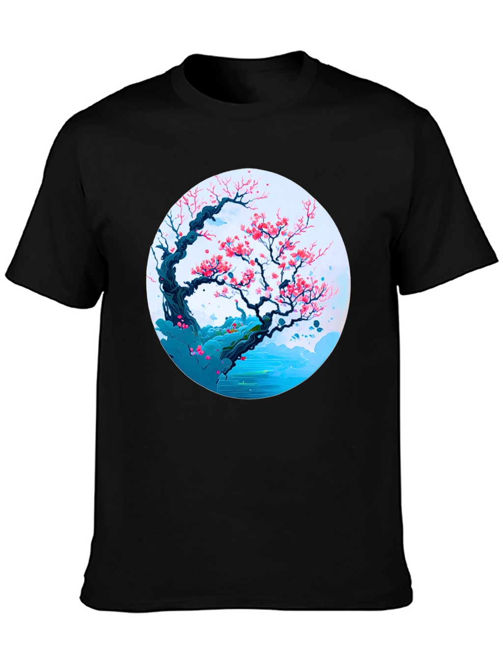 Cherry Blossom Tree Graphic Tee - Black