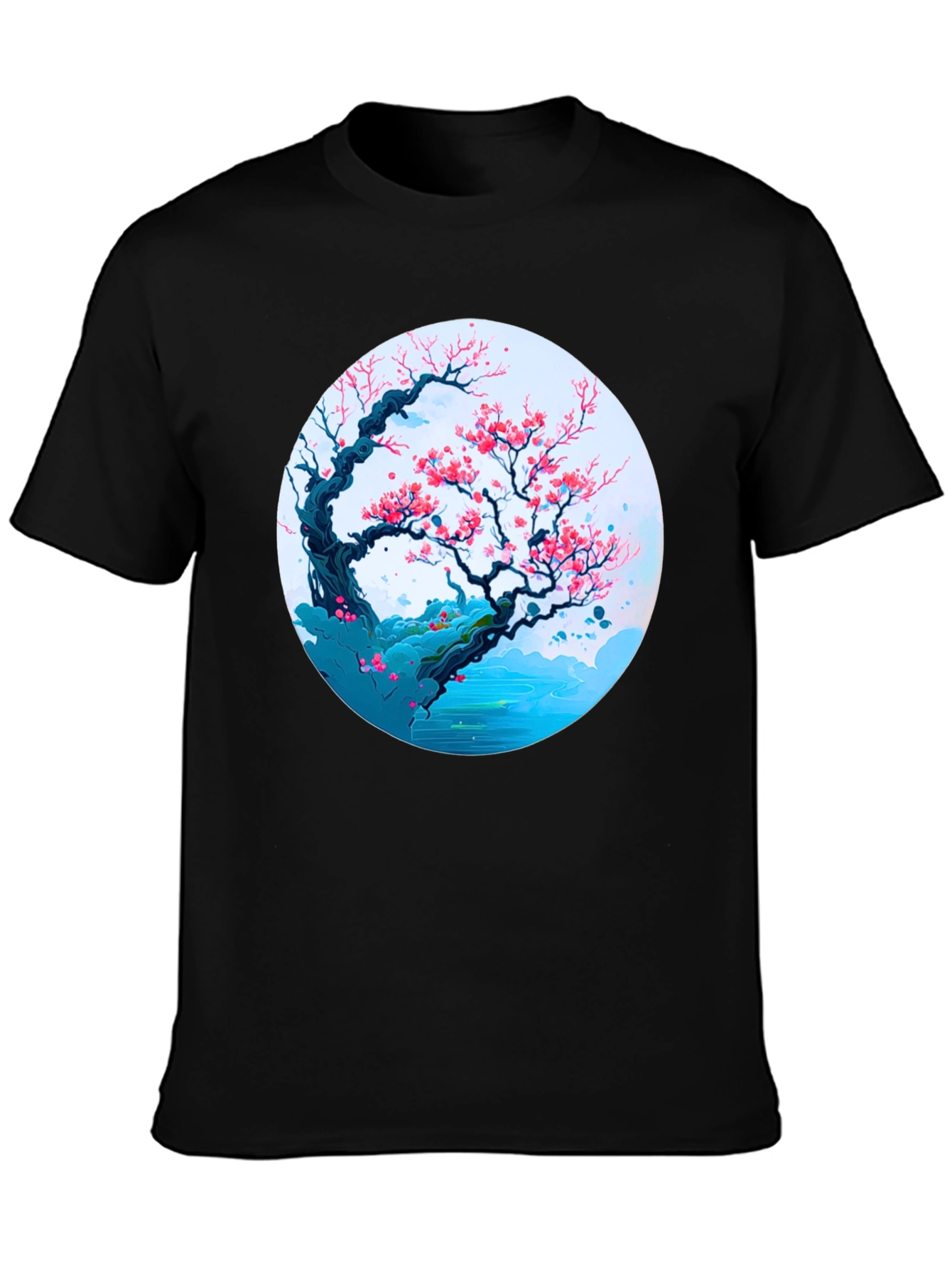 Cherry Blossom Tree Graphic Tee - Black