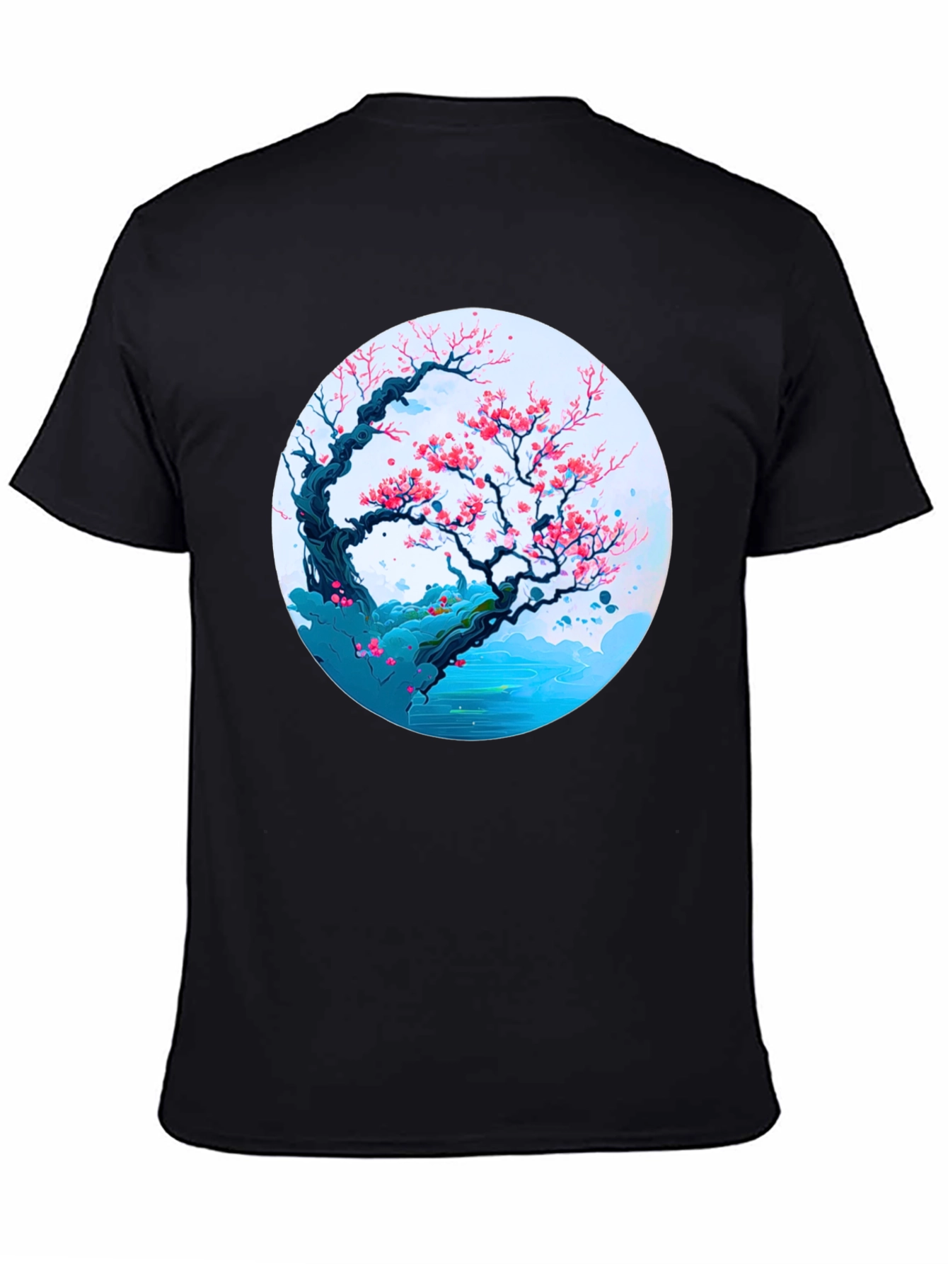 Cherry Blossom Tree Graphic Tee - Black