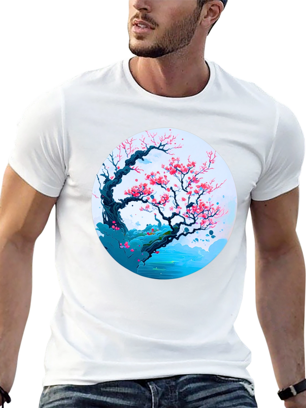 Cherry Blossom Tree Graphic Tee - Black