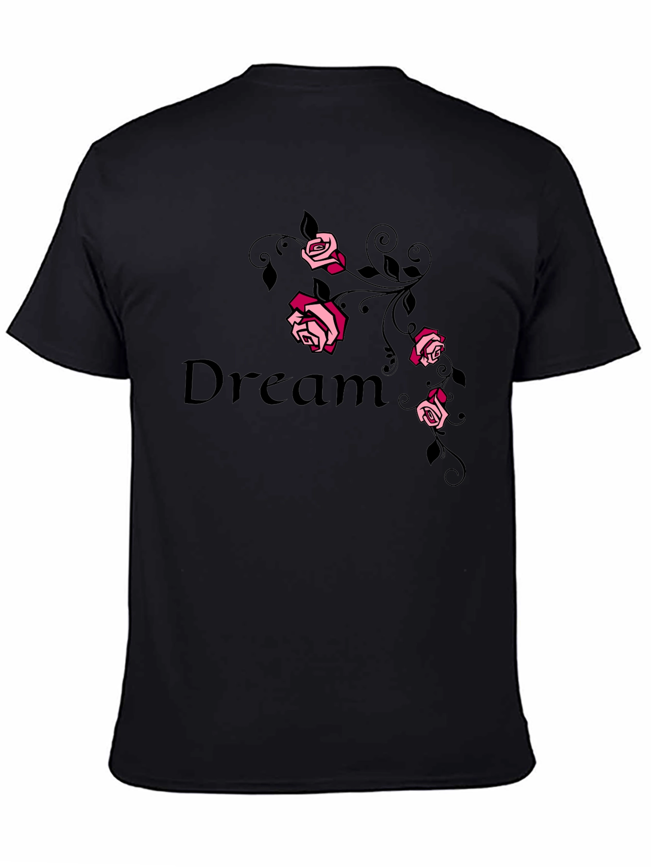 Dream Rose Graphic Tee - Stylish Black T-Shirt