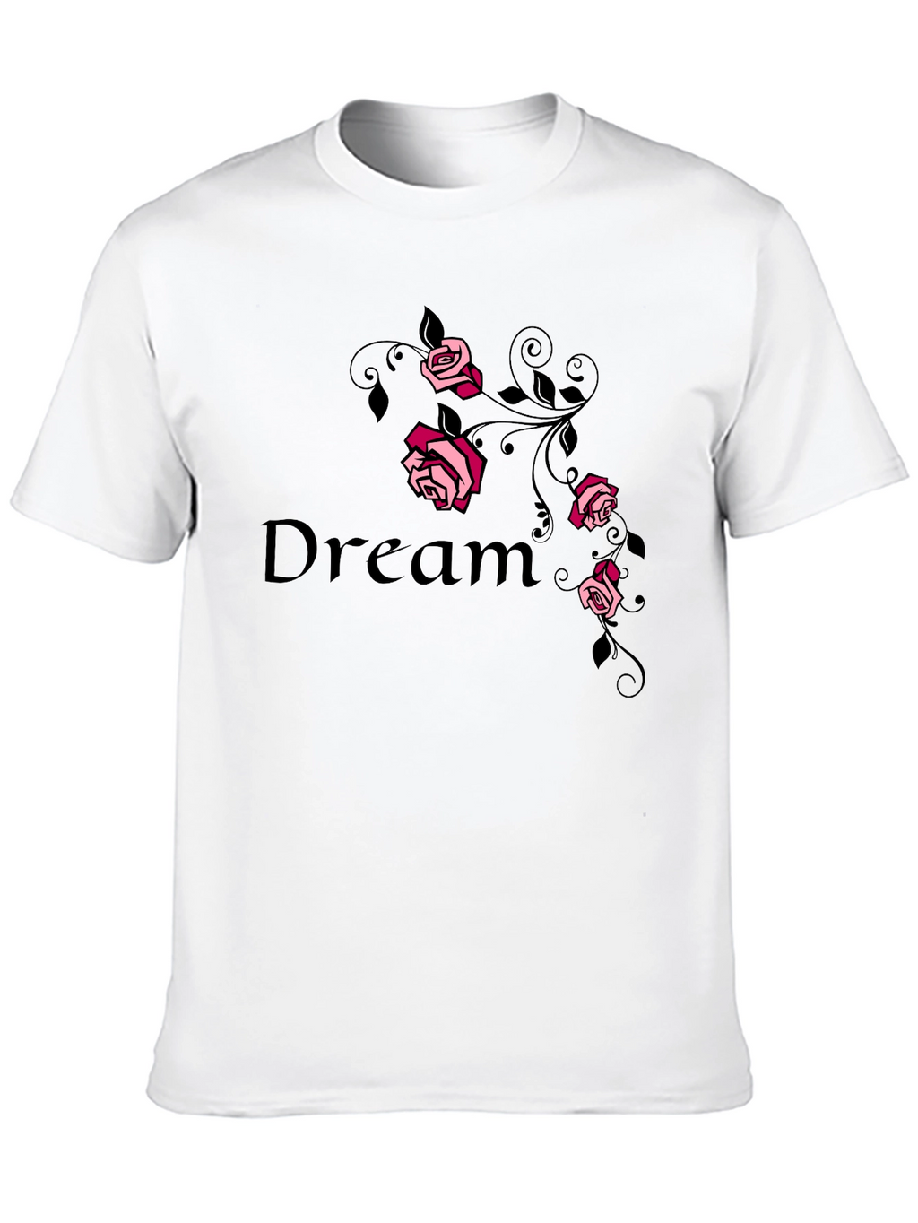Dream Rose Graphic Tee - Stylish Black T-Shirt