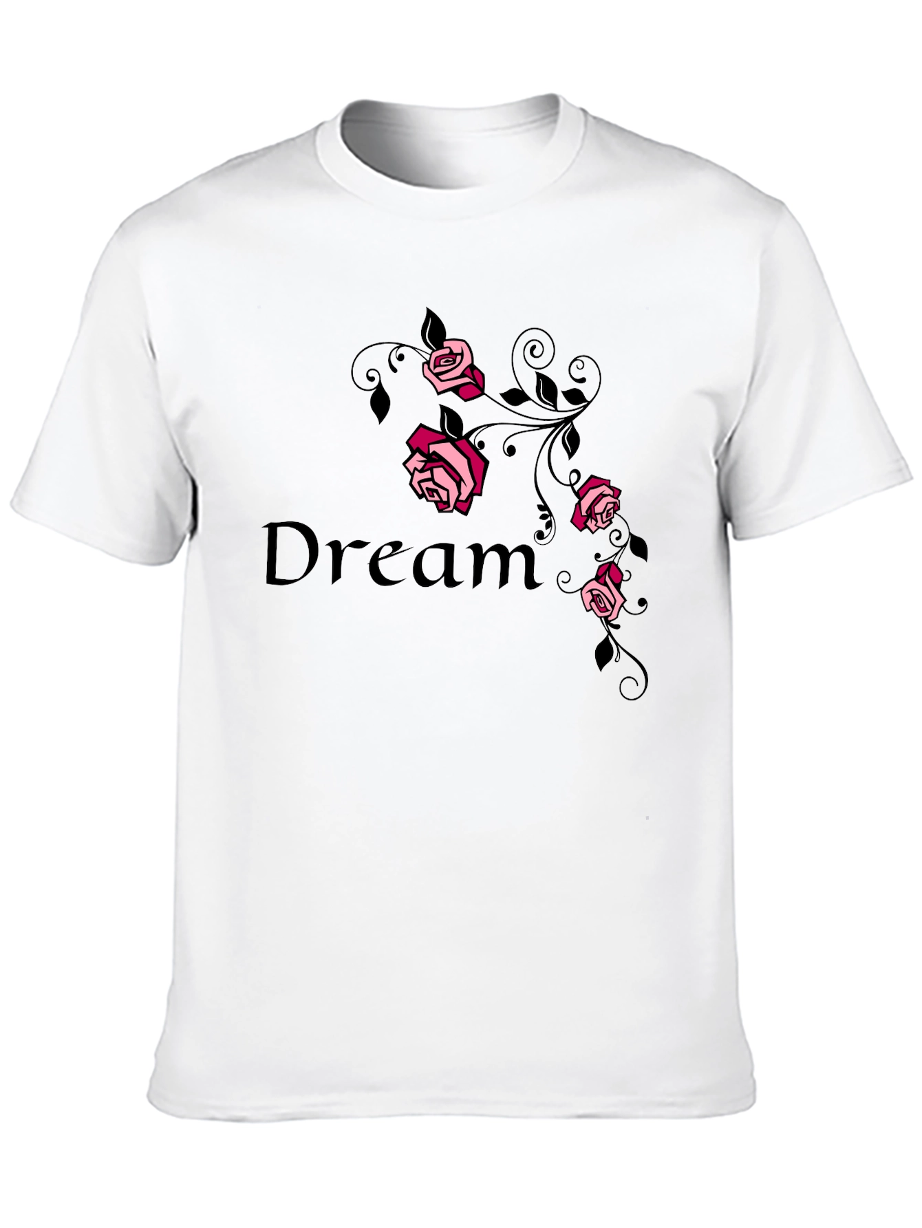 Dream Rose Graphic Tee - Stylish Black T-Shirt