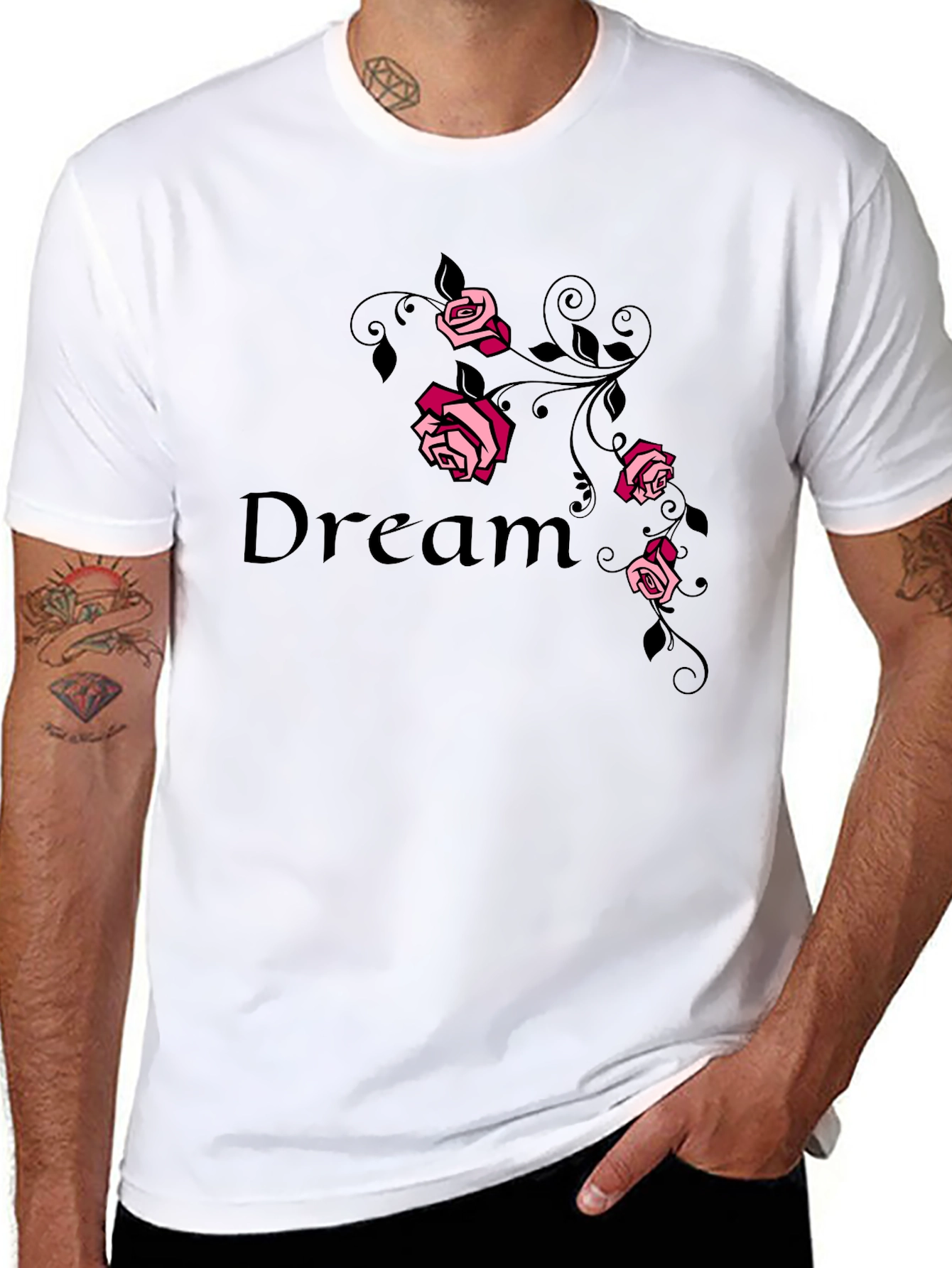 Dream Rose Graphic Tee - Stylish Black T-Shirt