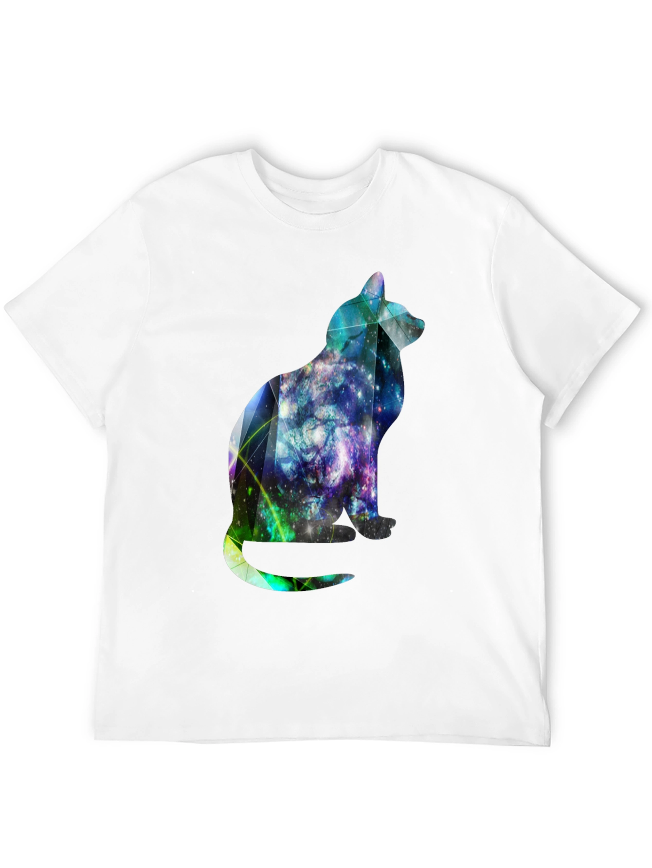 Galaxy Cat Graphic Tee - Stylish Mens Black T-Shirt