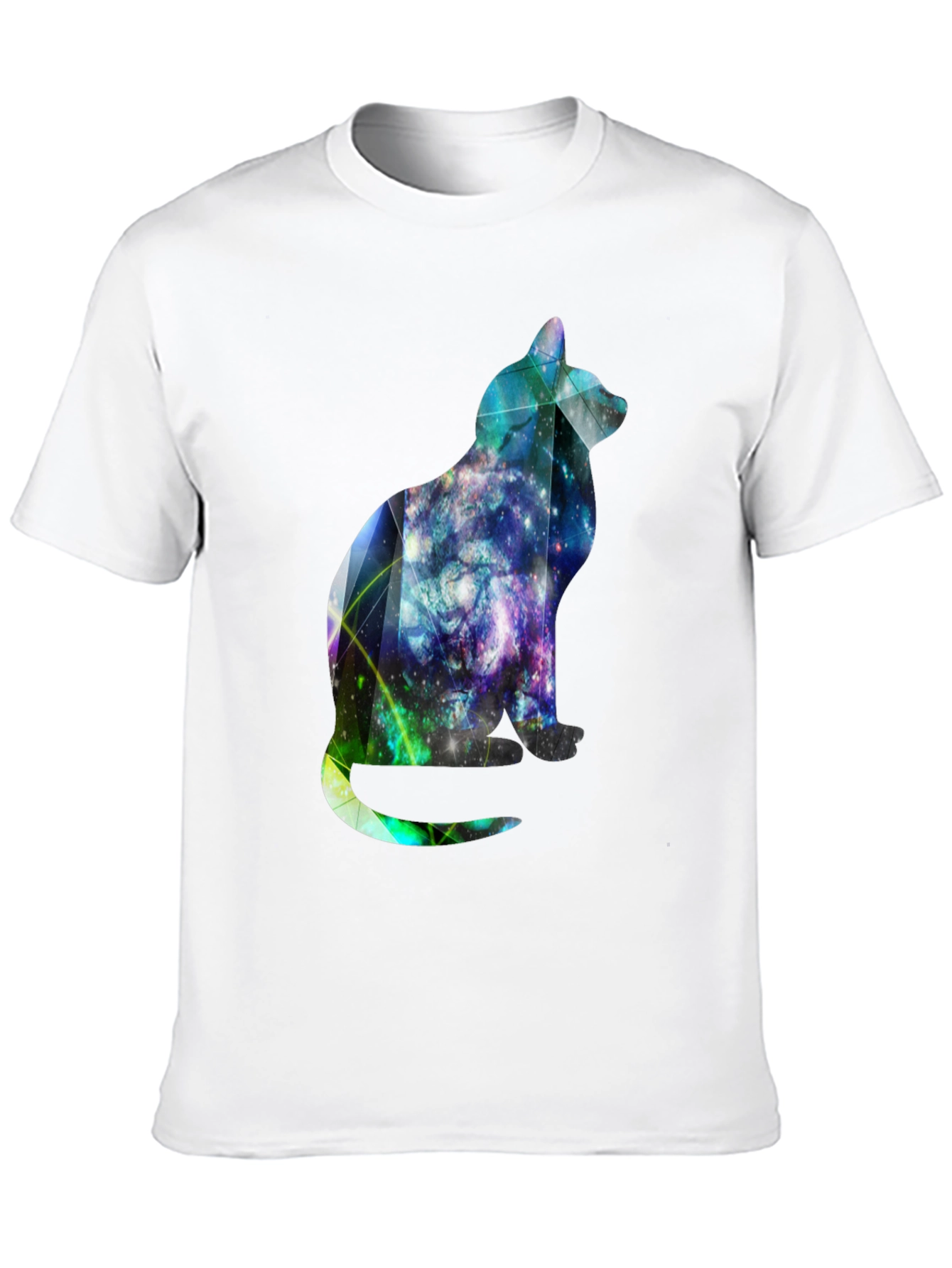 Galaxy Cat Graphic Tee - Stylish Mens Black T-Shirt