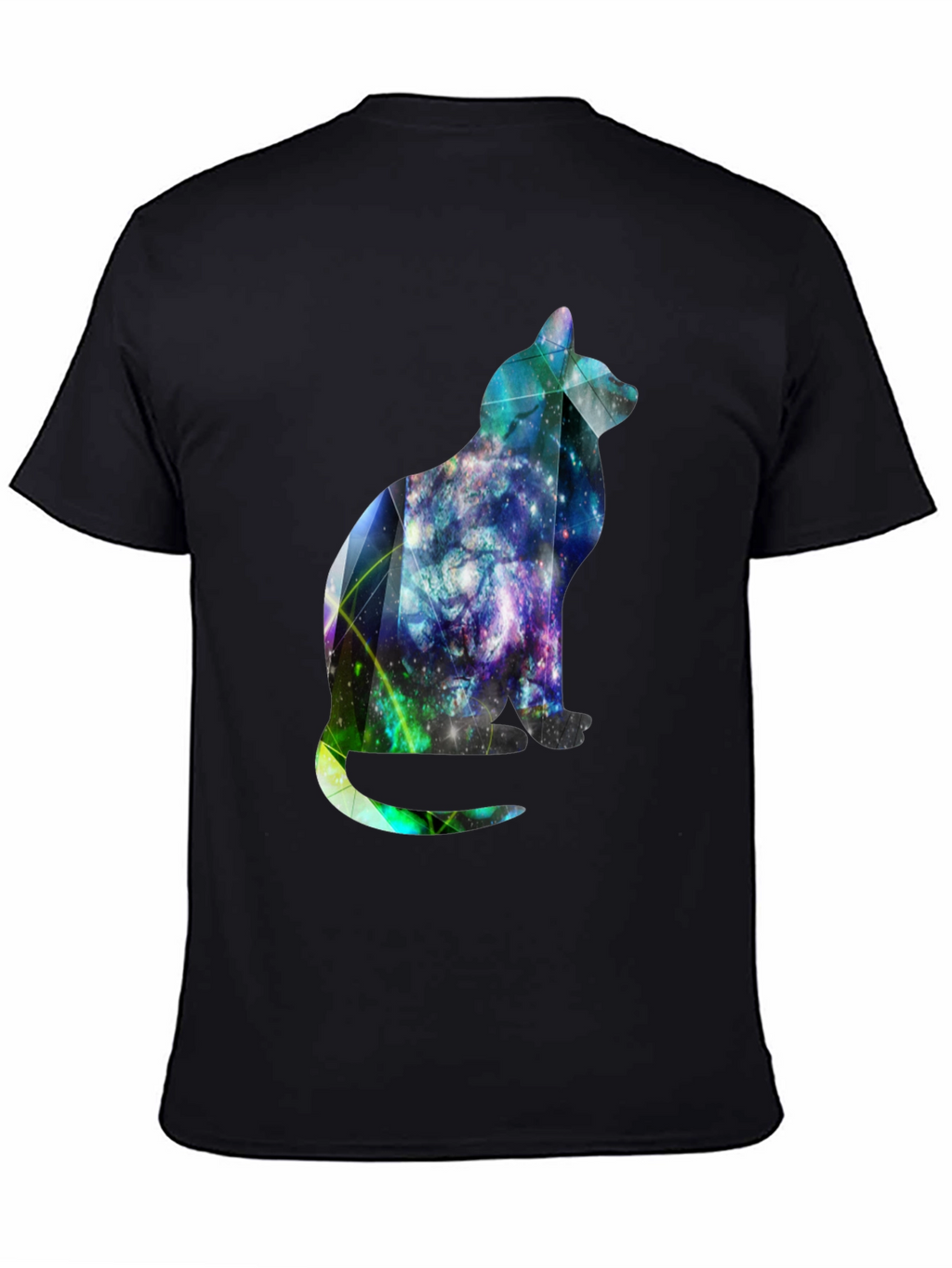 Galaxy Cat Graphic Tee - Stylish Mens Black T-Shirt