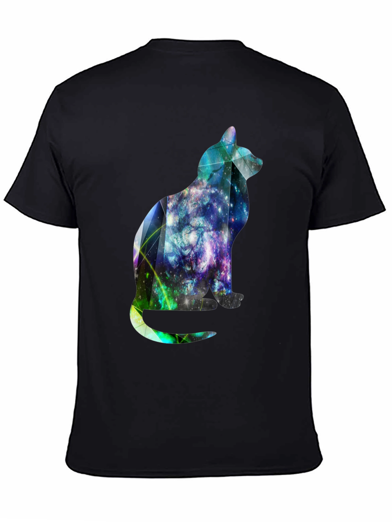 Galaxy Cat Graphic Tee - Stylish Mens Black T-Shirt