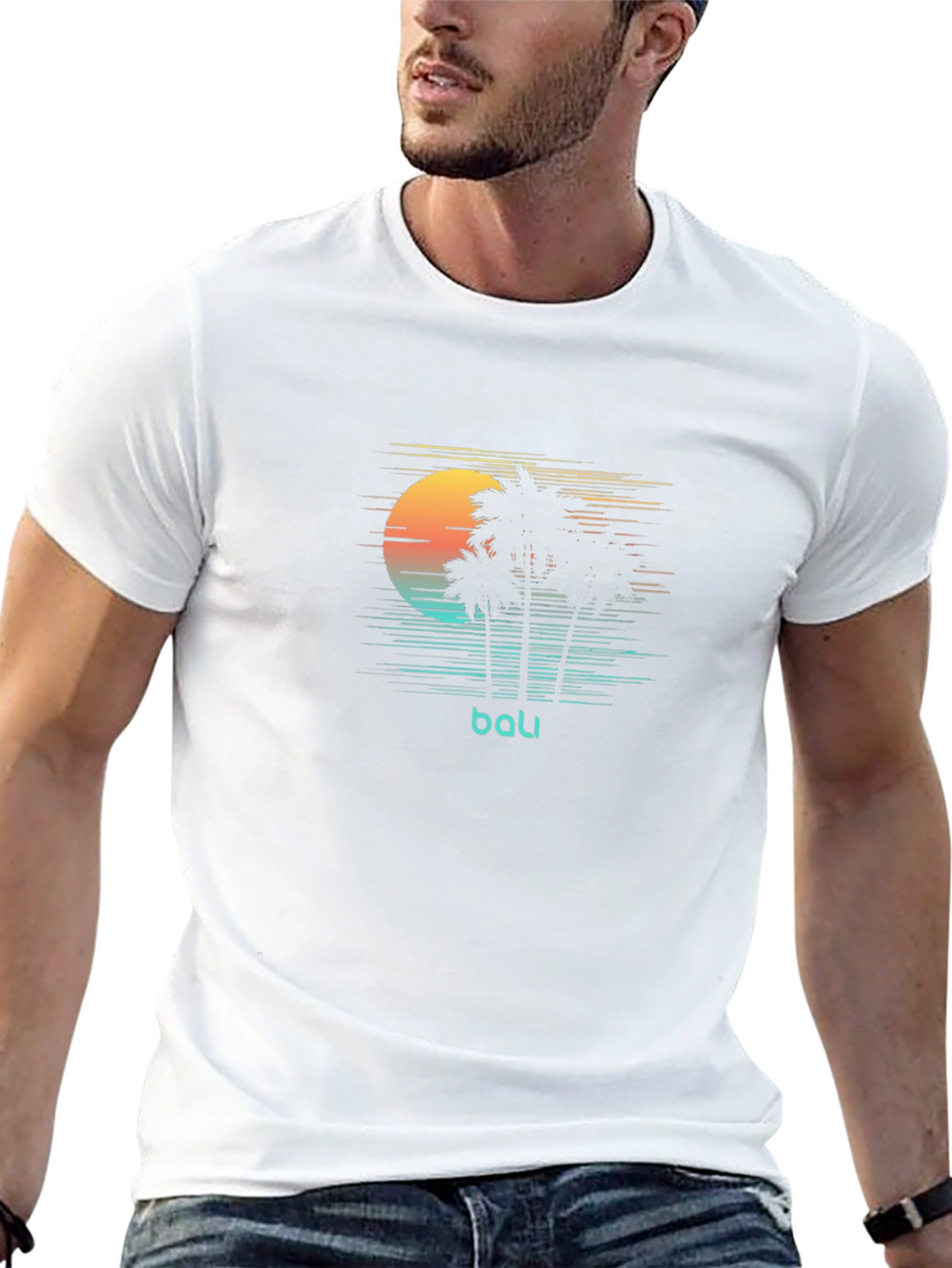 Bali Sunset Graphic Tee - Black Comfort Fit